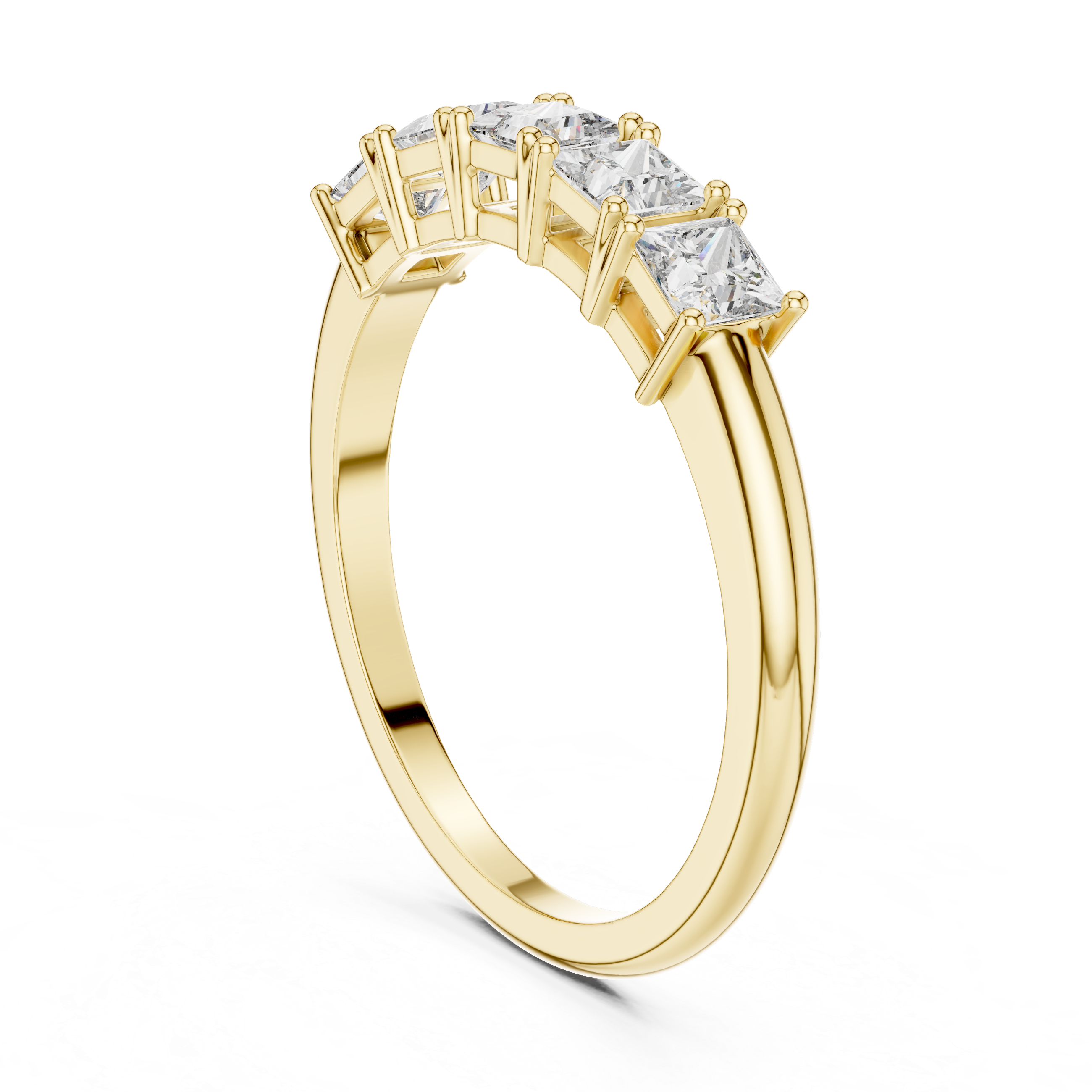 Elegant Rose Gold Five-Diamond Princess Cut Ring