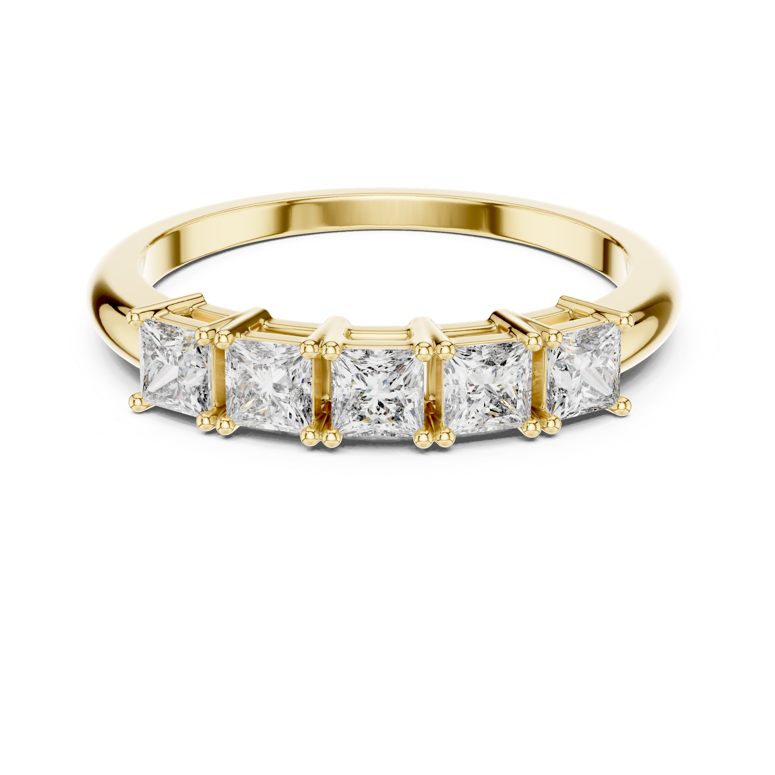 Elegant Rose Gold Five-Diamond Princess Cut Ring