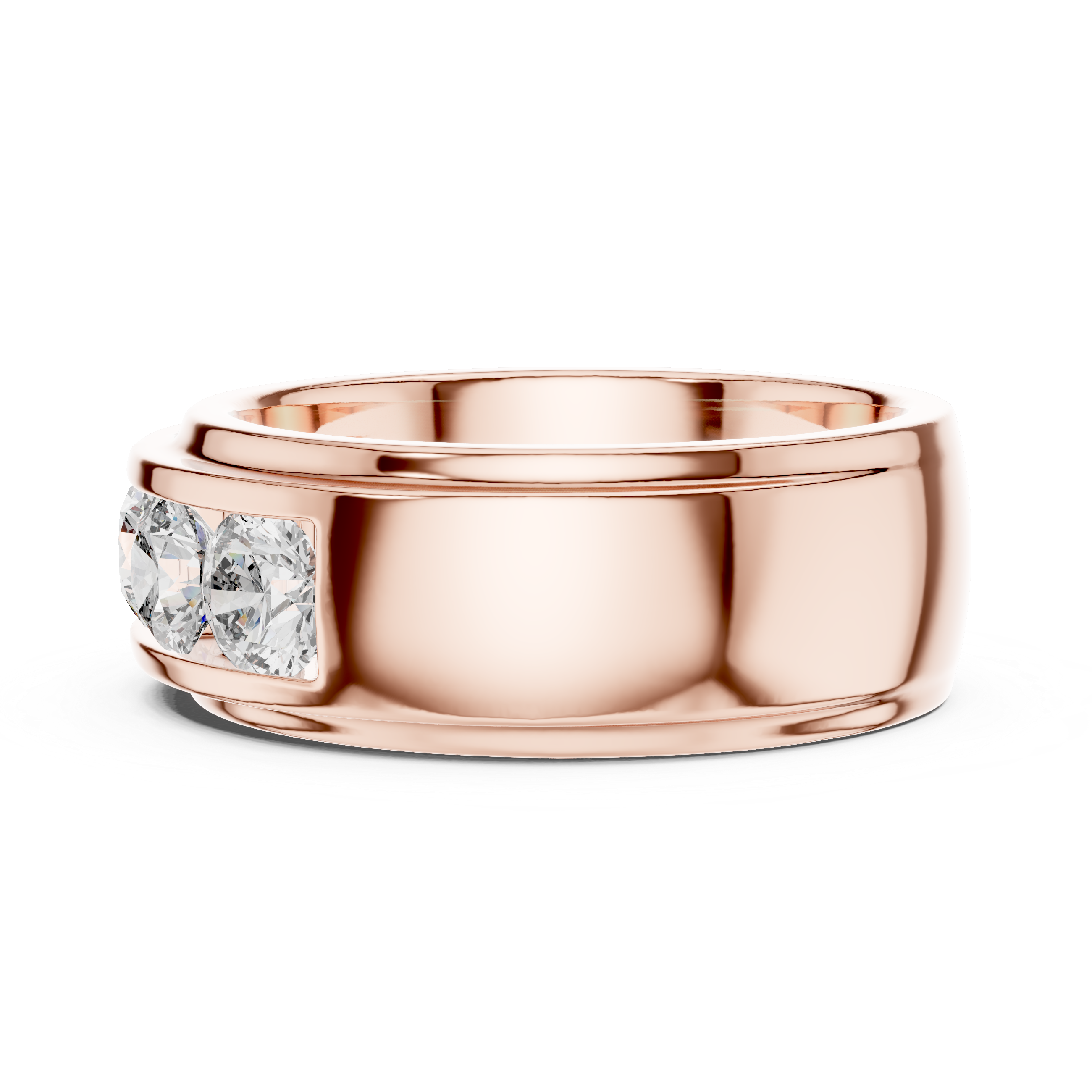 Rose Gold Band Ring with Five Large Diamonds