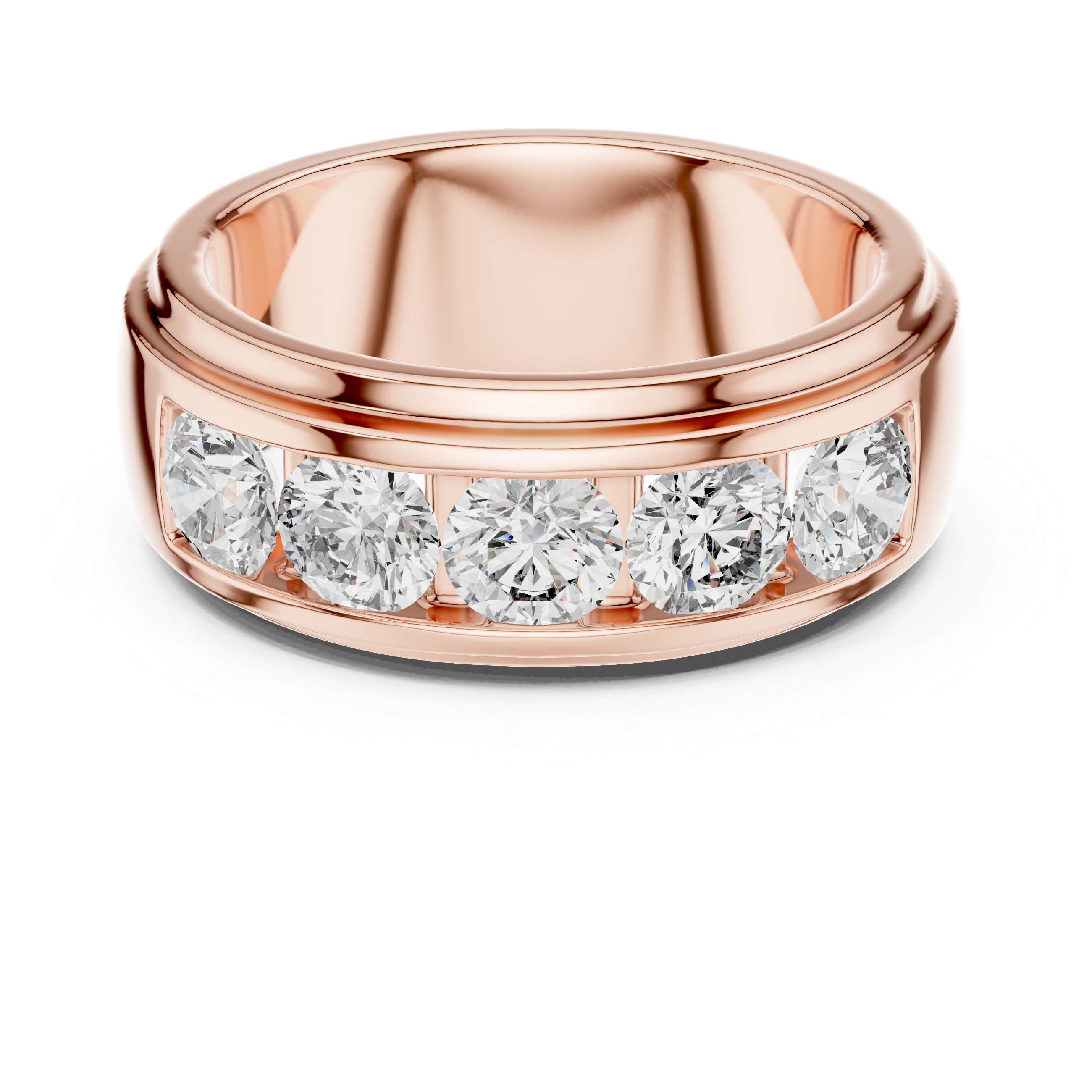Rose Gold Band Ring with Five Large Diamonds