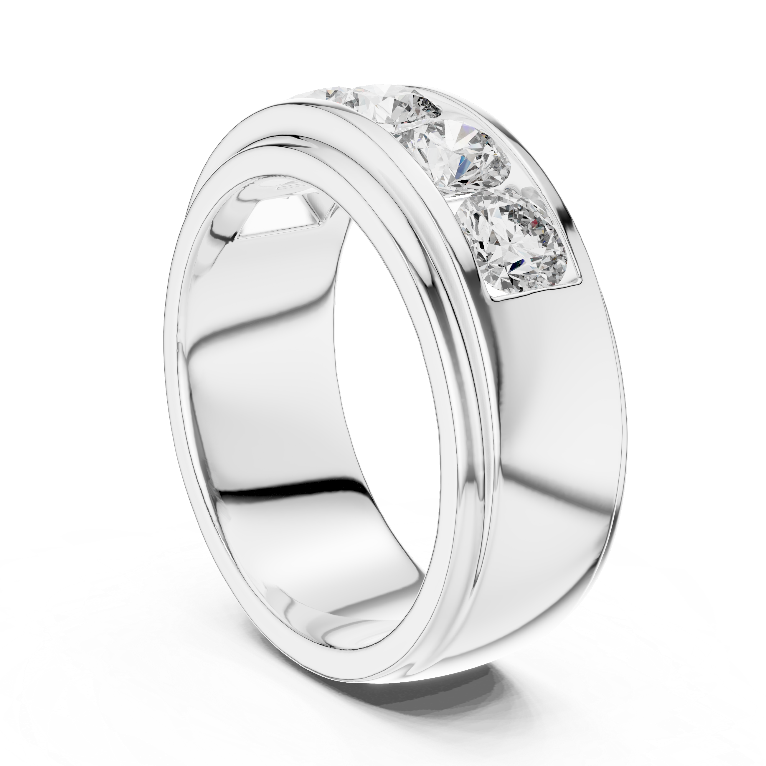 Rose Gold Band Ring with Five Large Diamonds