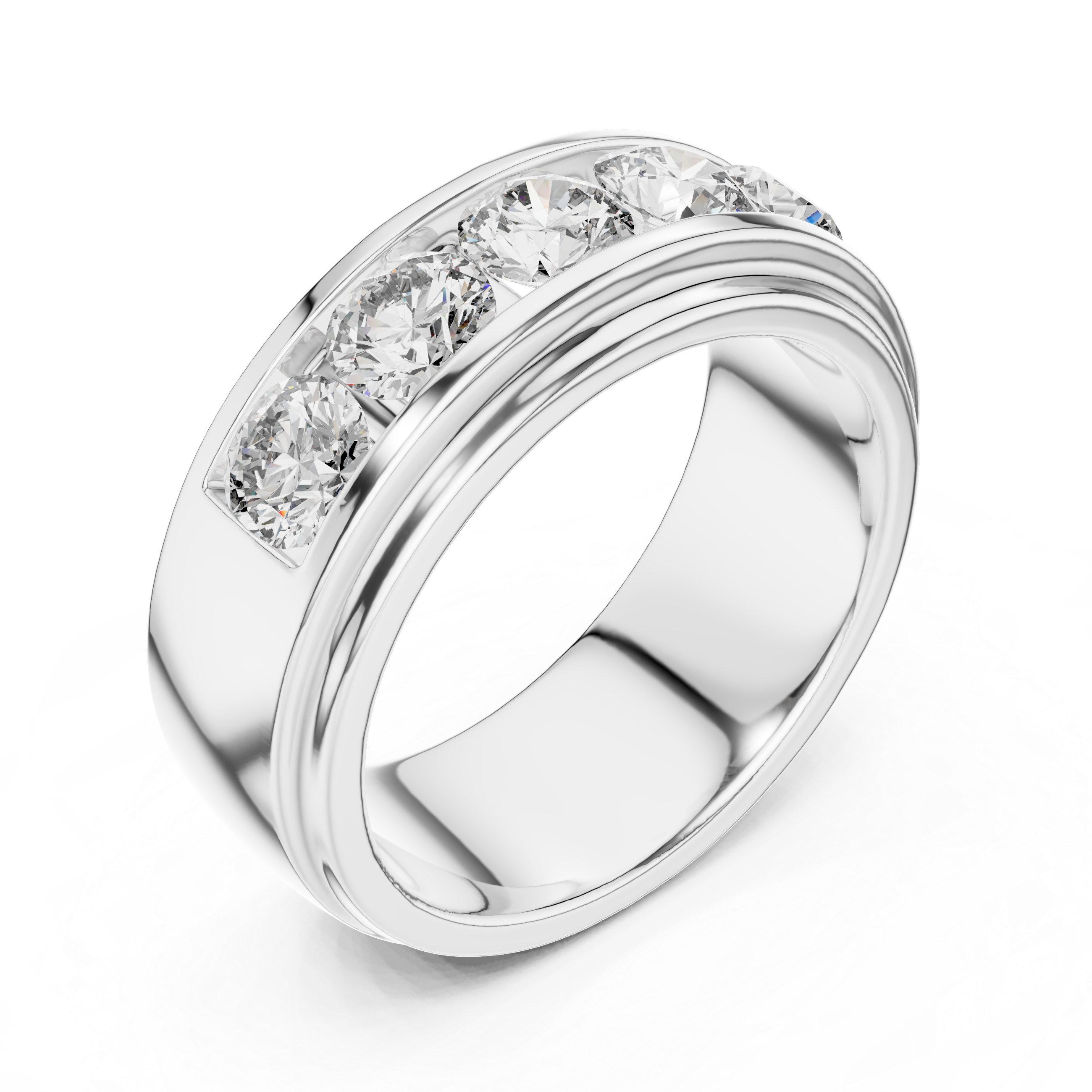 Rose Gold Band Ring with Five Large Diamonds