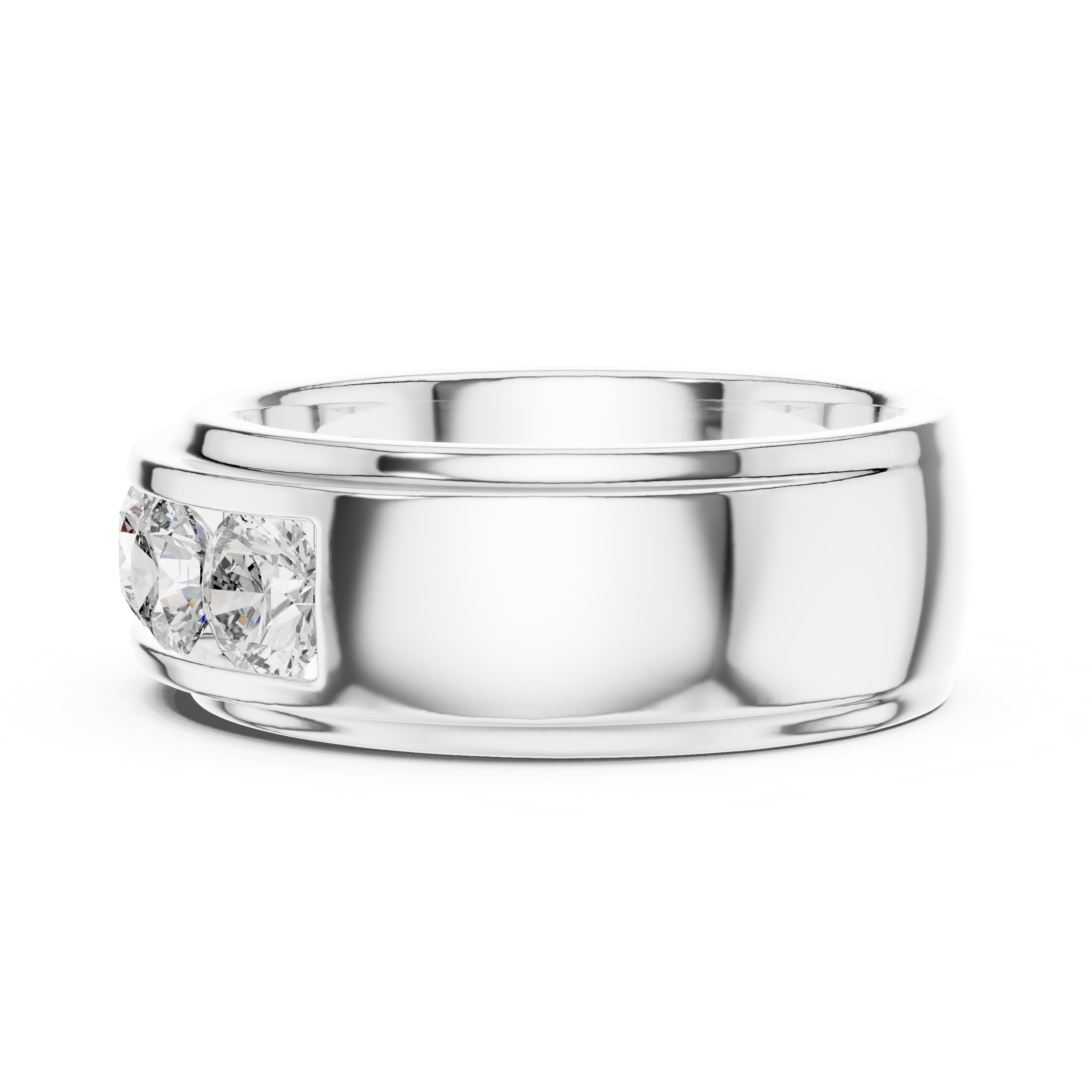 Rose Gold Band Ring with Five Large Diamonds