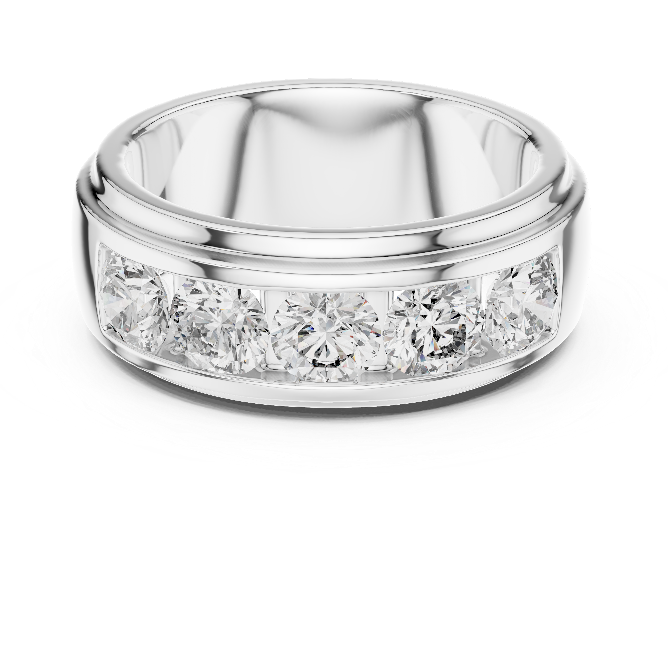 Rose Gold Band Ring with Five Large Diamonds