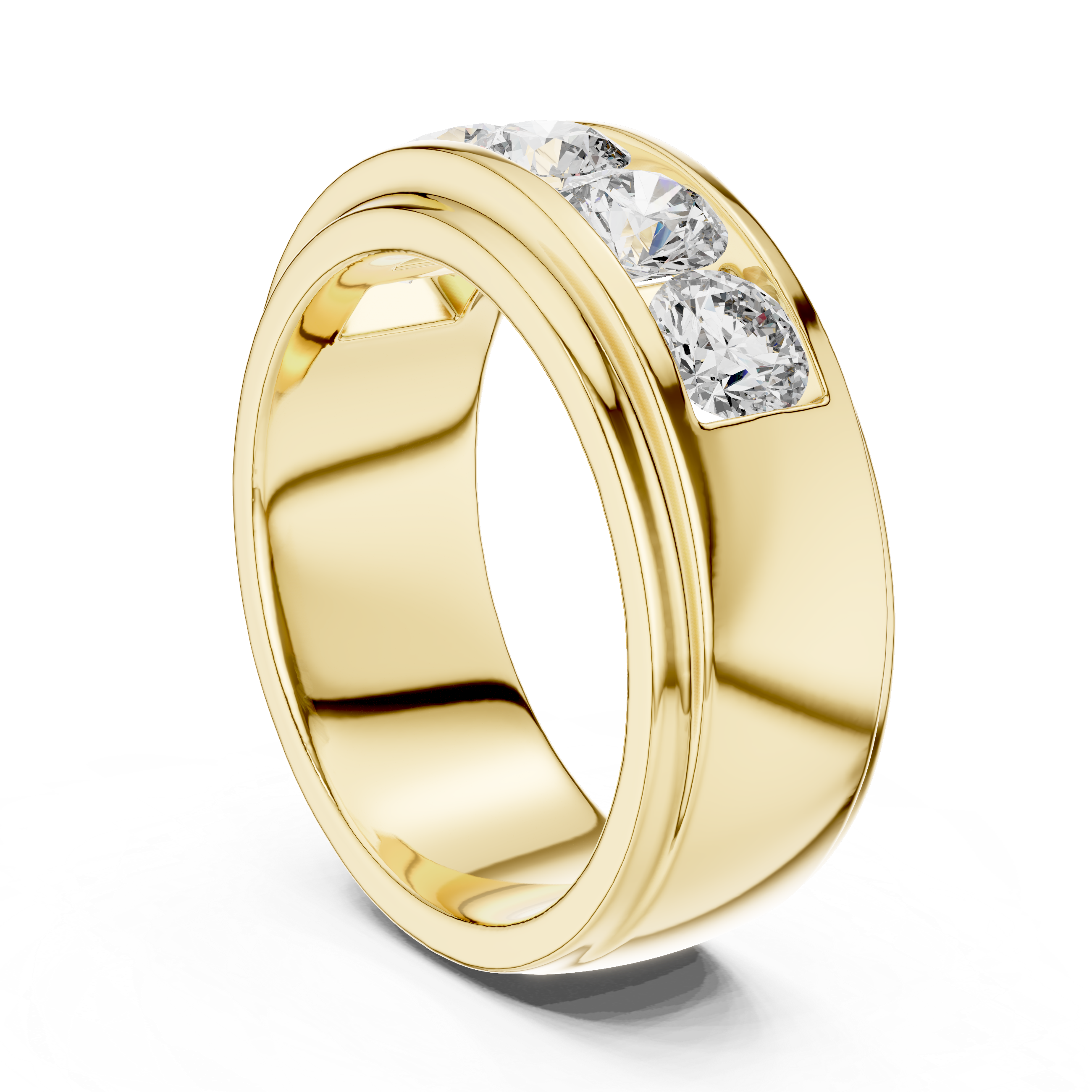 Rose Gold Band Ring with Five Large Diamonds