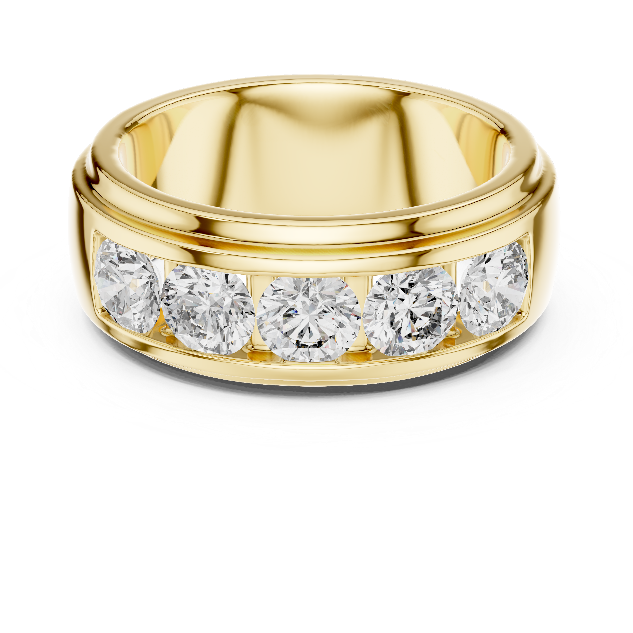 Rose Gold Band Ring with Five Large Diamonds