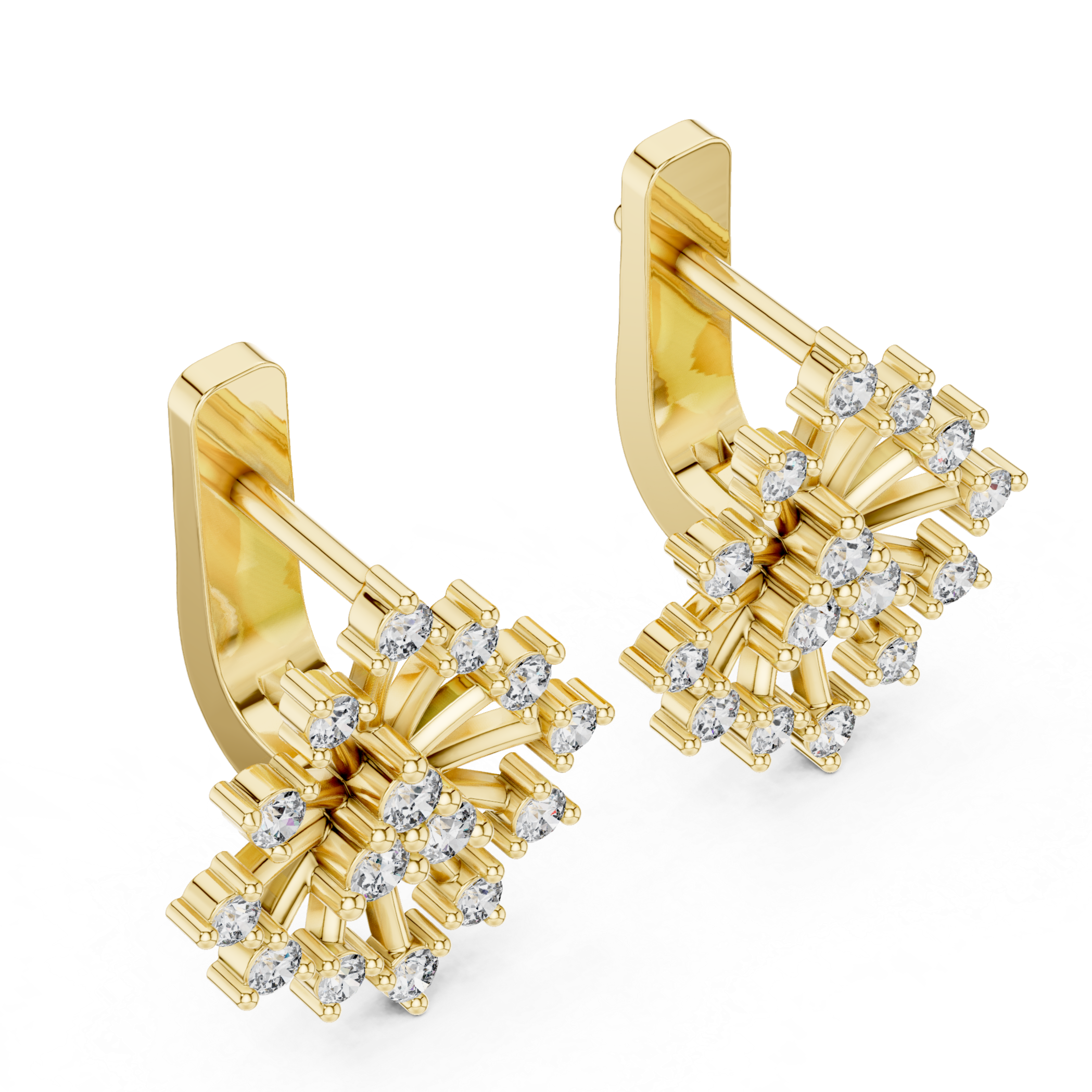 Radiant Starburst Diamond Earrings.