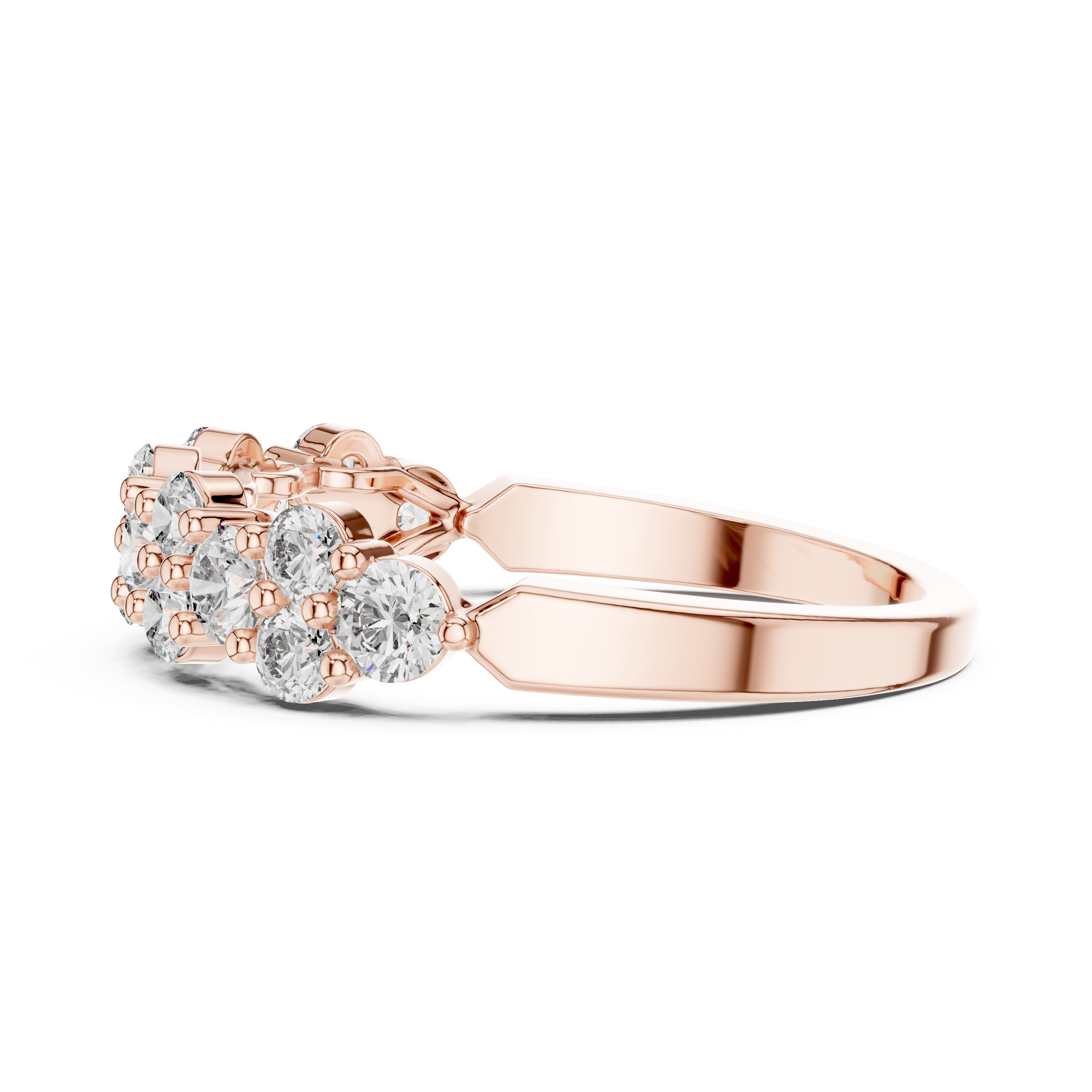 Elegant Double Row Diamond Gold Band Ring
