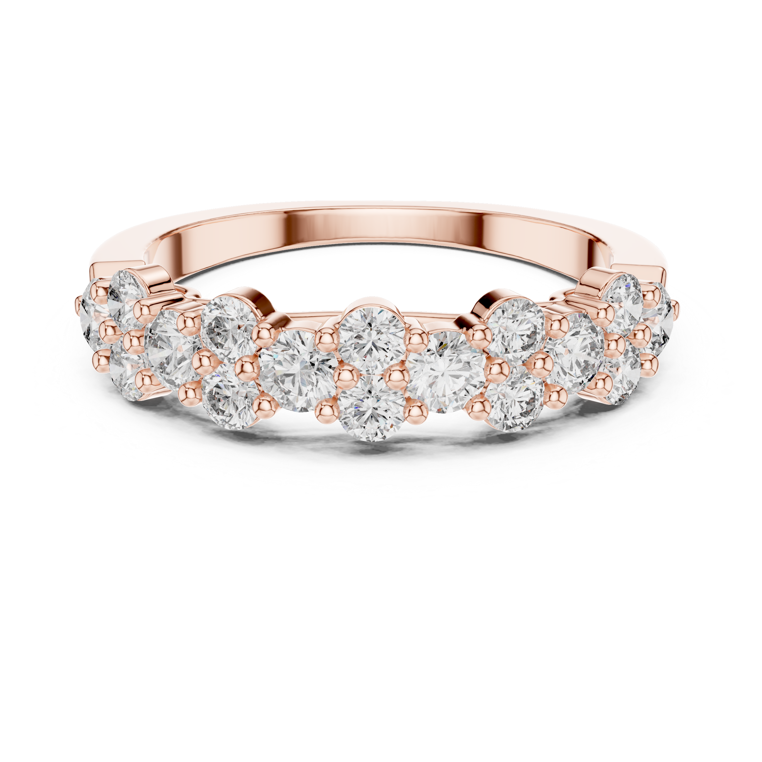 Elegant Double Row Diamond Gold Band Ring