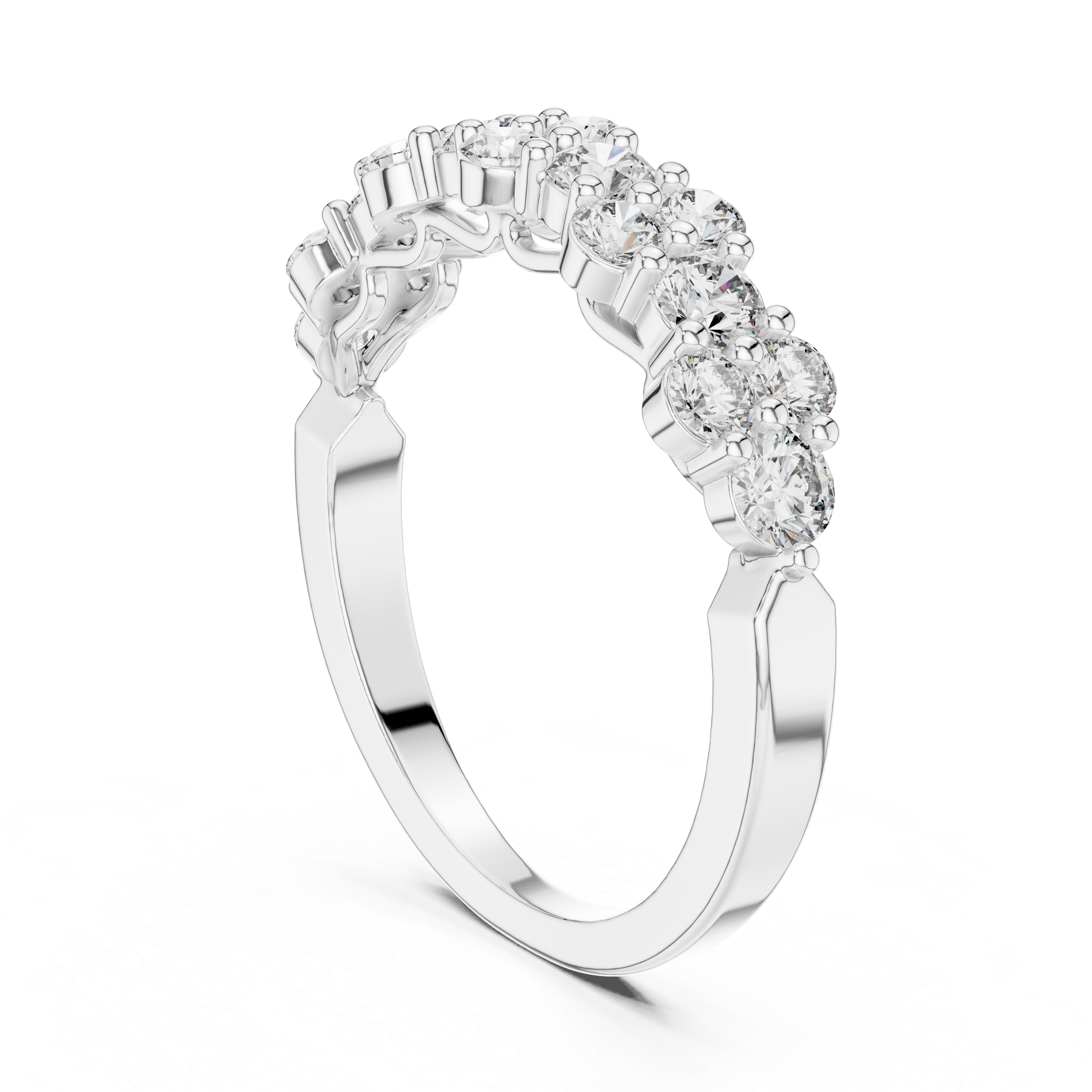 Elegant Double Row Diamond Gold Band Ring