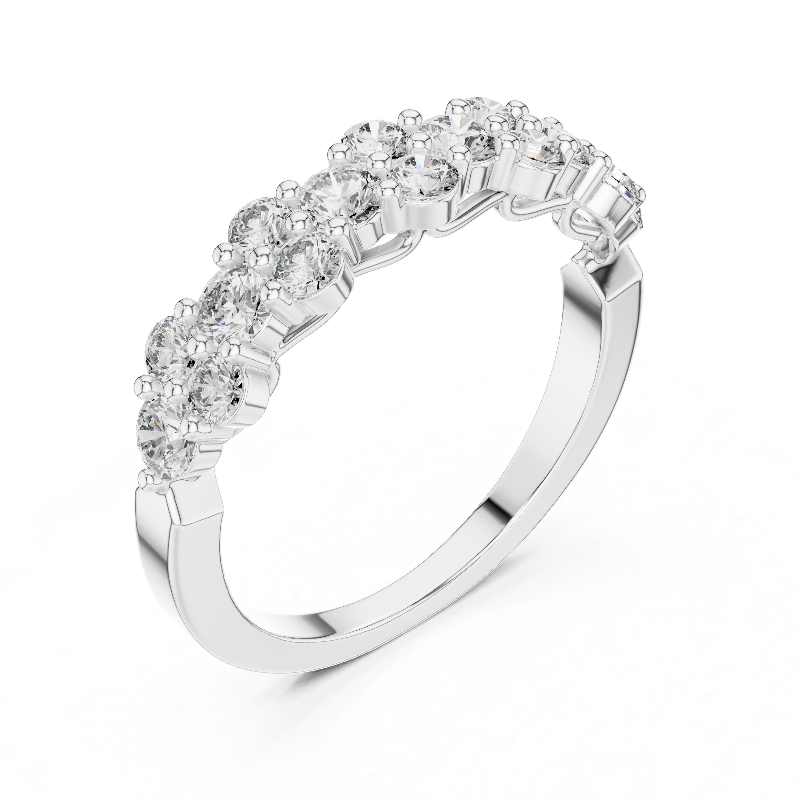 Elegant Double Row Diamond Gold Band Ring