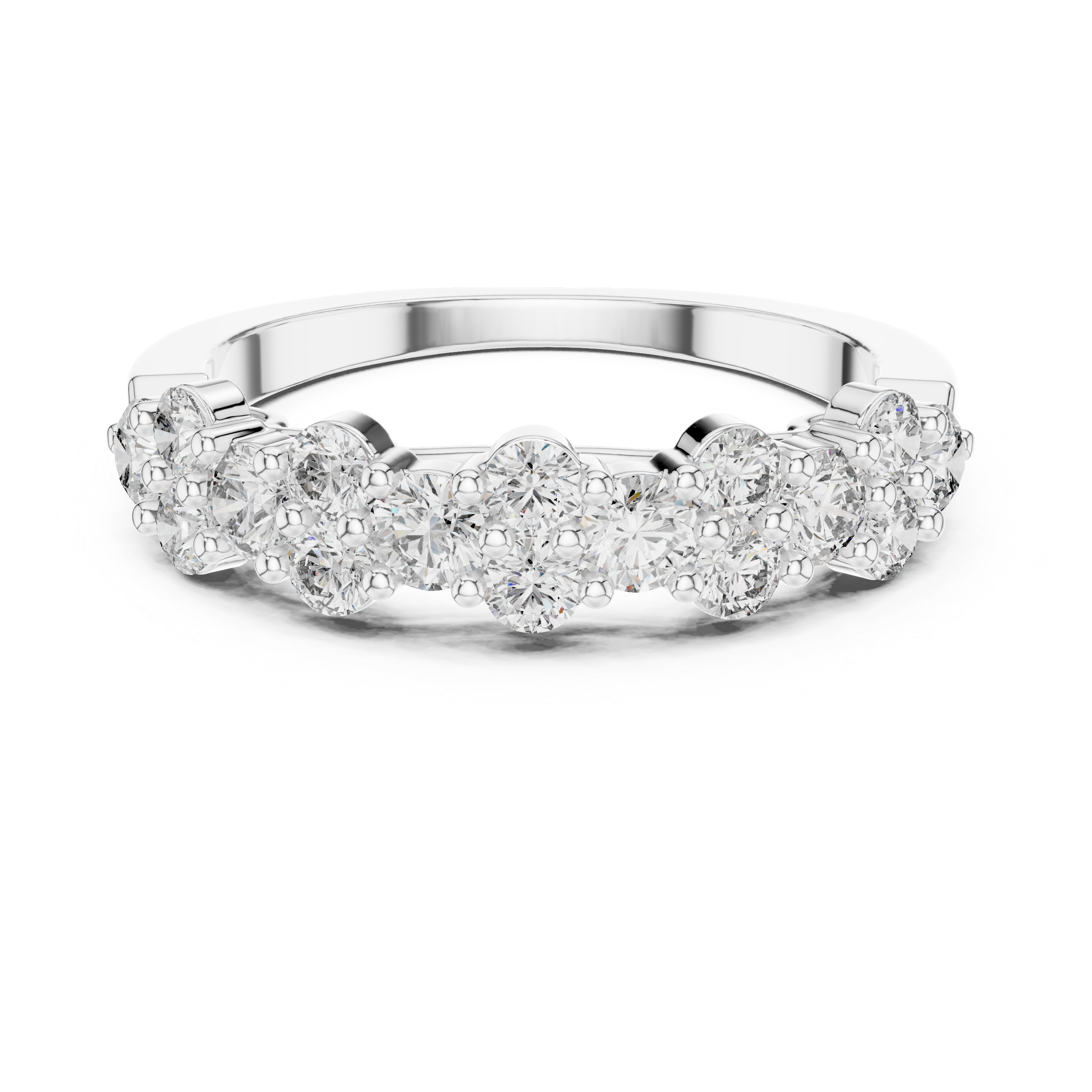 Elegant Double Row Diamond Gold Band Ring