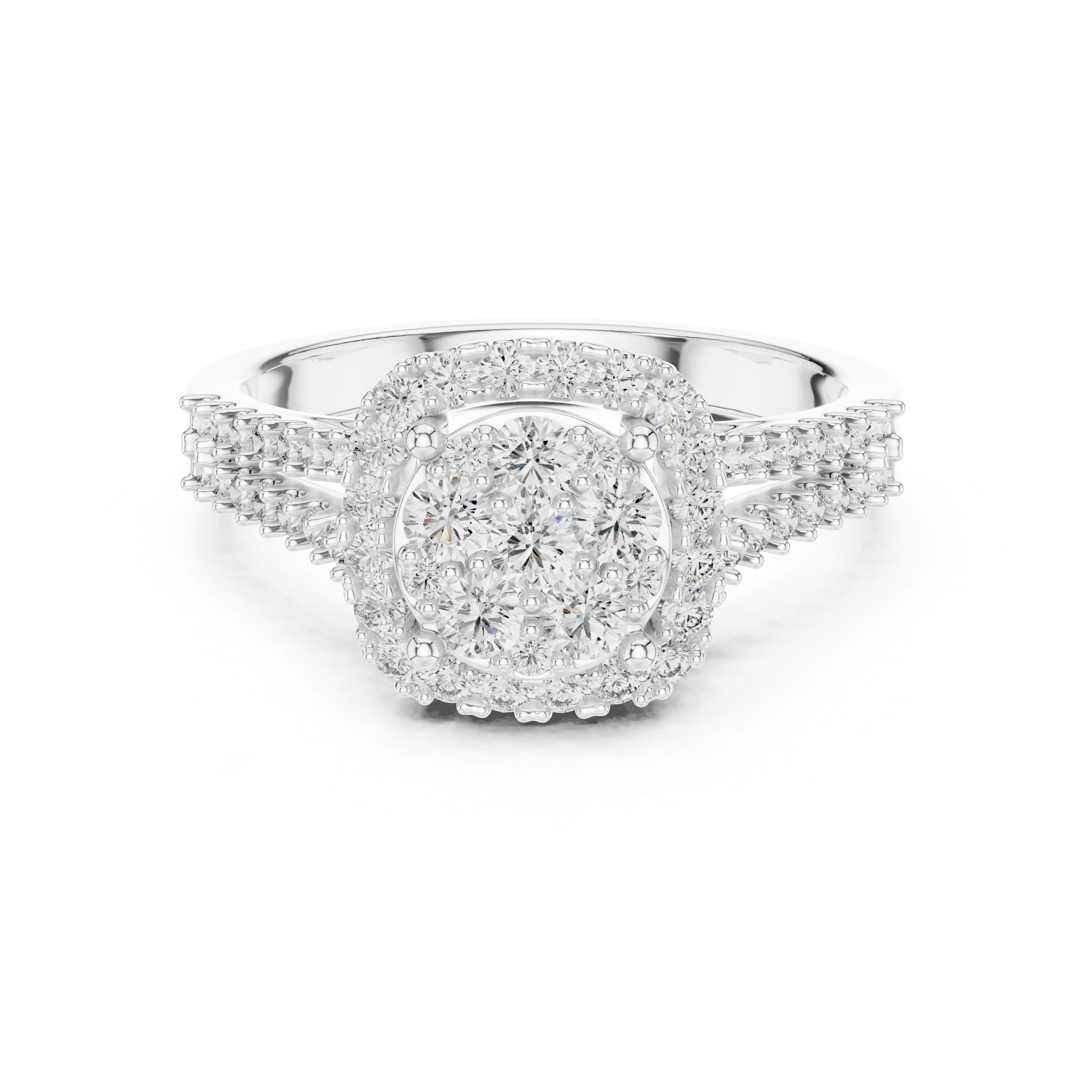 Elegant Rose Gold Diamond Halo Engagement Ring with Heart Detailing