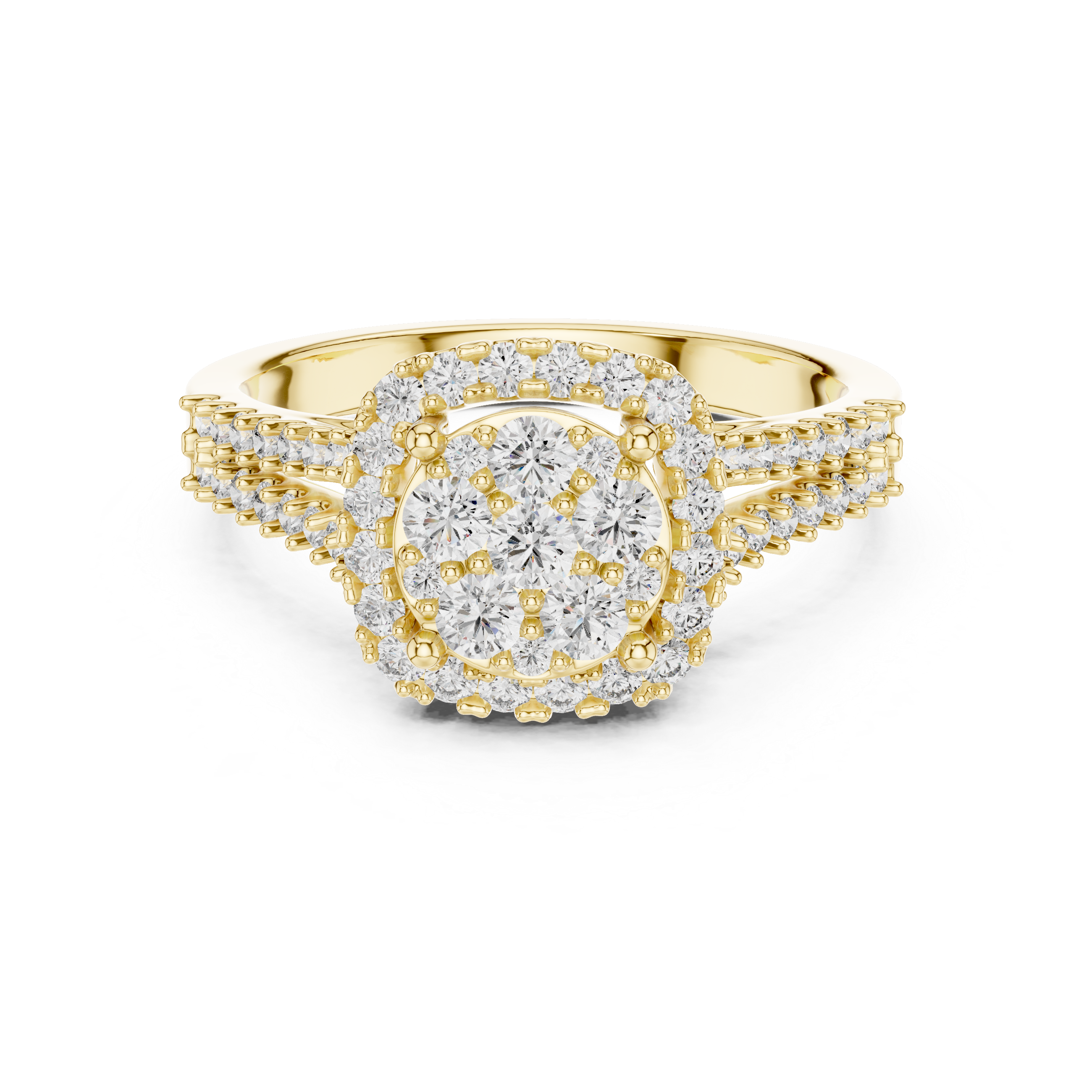 Elegant Rose Gold Diamond Halo Engagement Ring with Heart Detailing