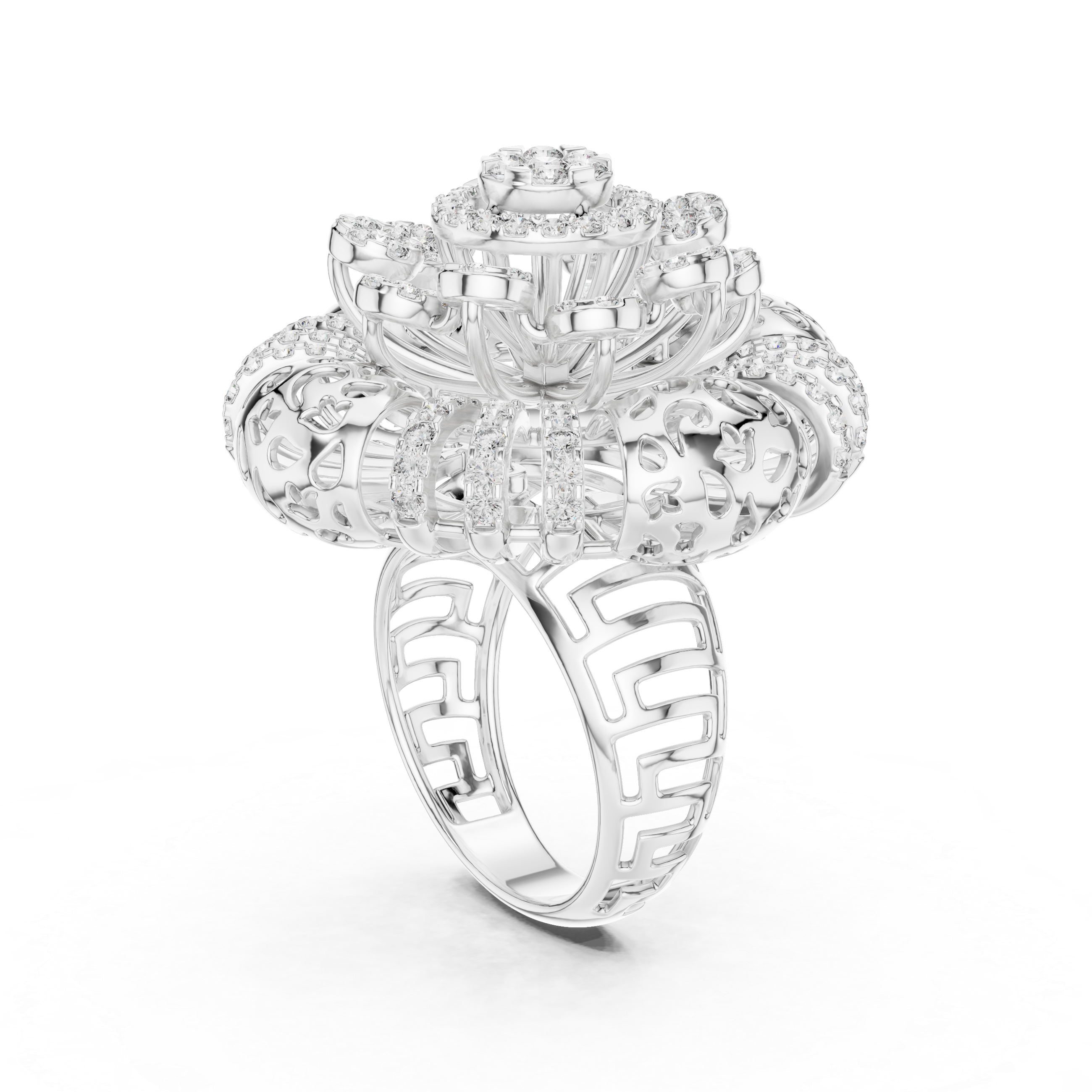 Elegance in Bloom: Rose Gold Diamond Floral Ring