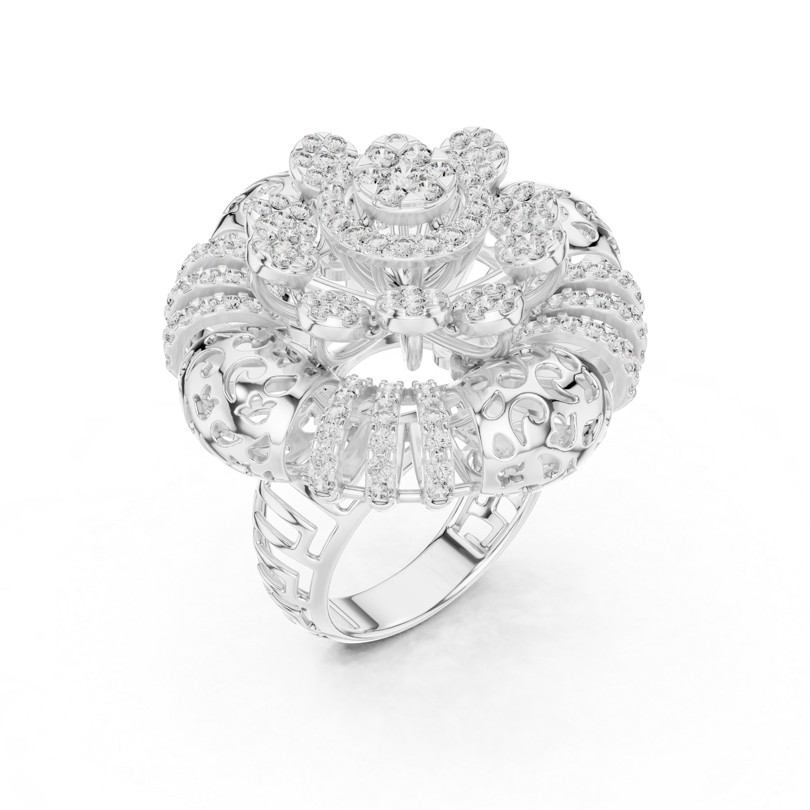Elegance in Bloom: Rose Gold Diamond Floral Ring