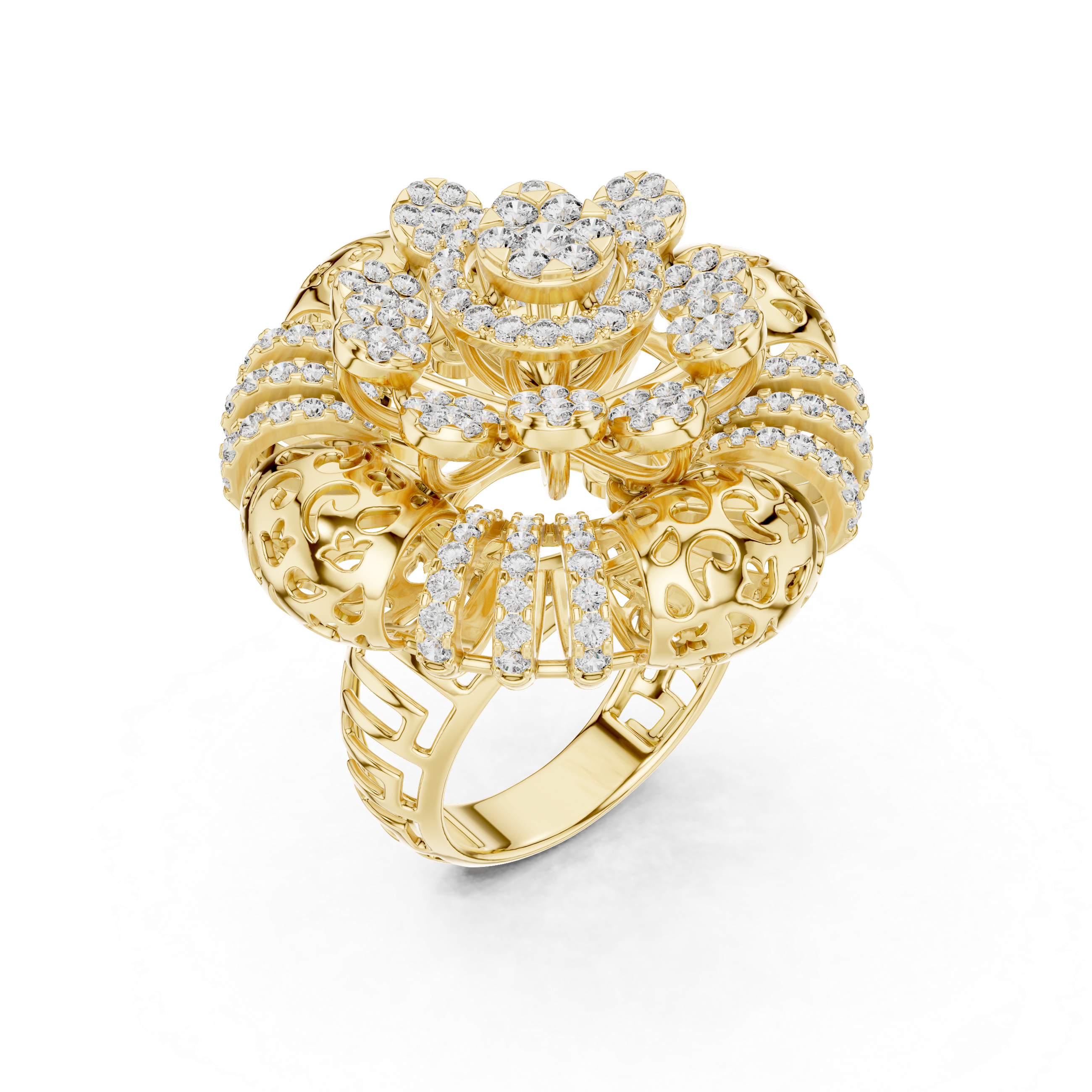 Elegance in Bloom: Rose Gold Diamond Floral Ring