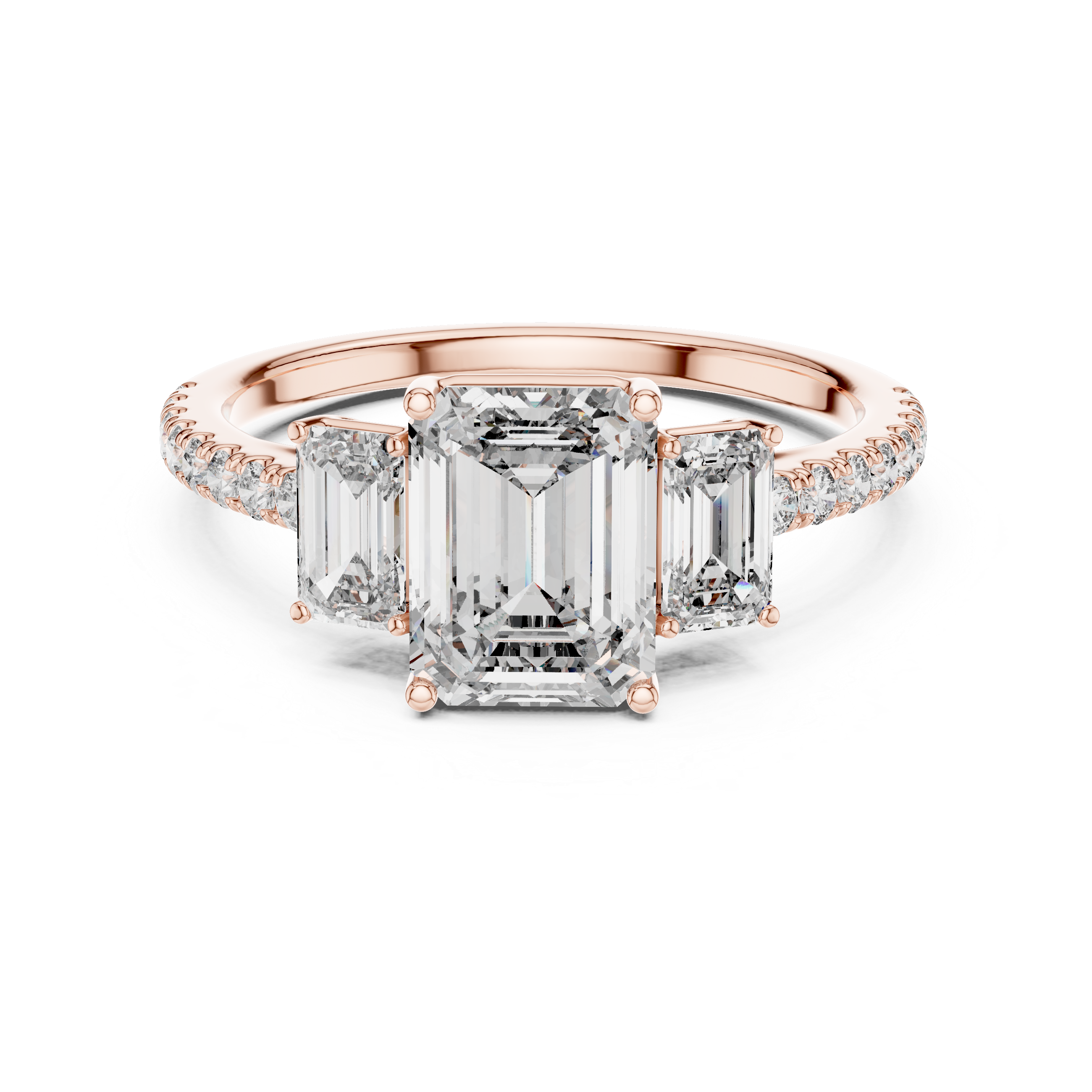 Rose Gold Emerald Cut Diamond Engagement Ring.