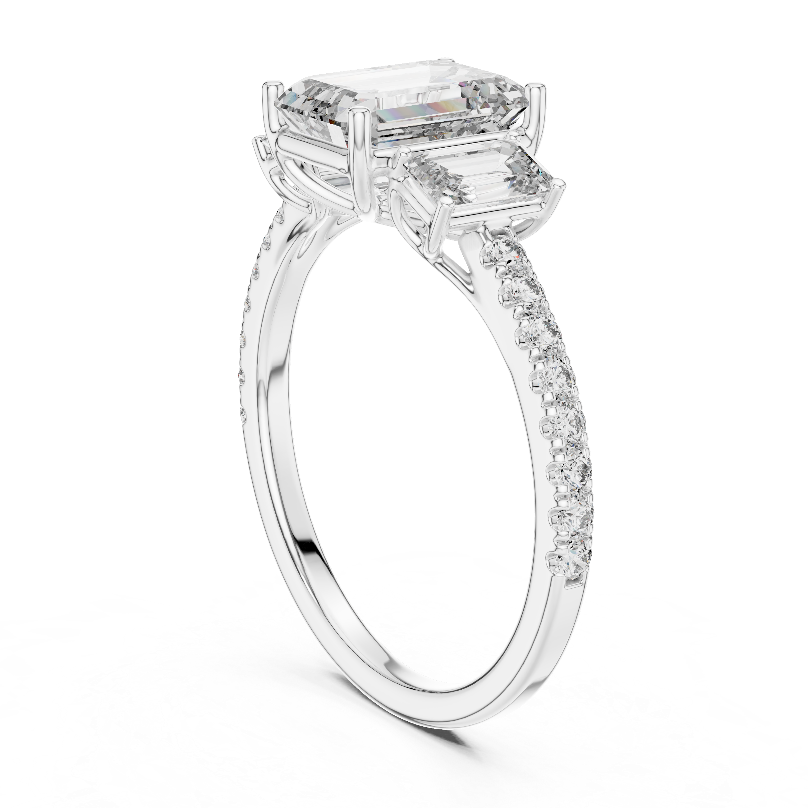 Rose Gold Emerald Cut Diamond Engagement Ring.