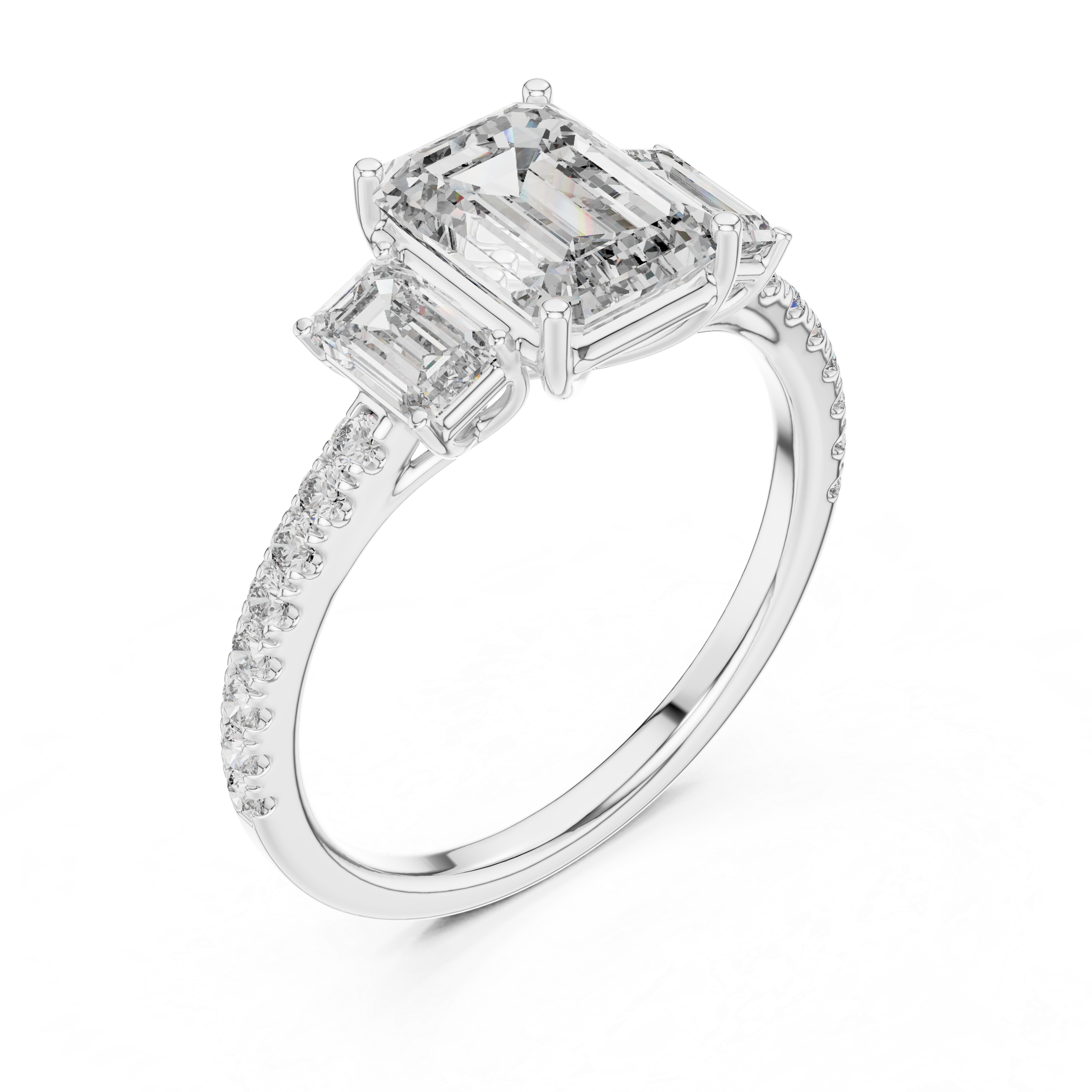 Rose Gold Emerald Cut Diamond Engagement Ring.