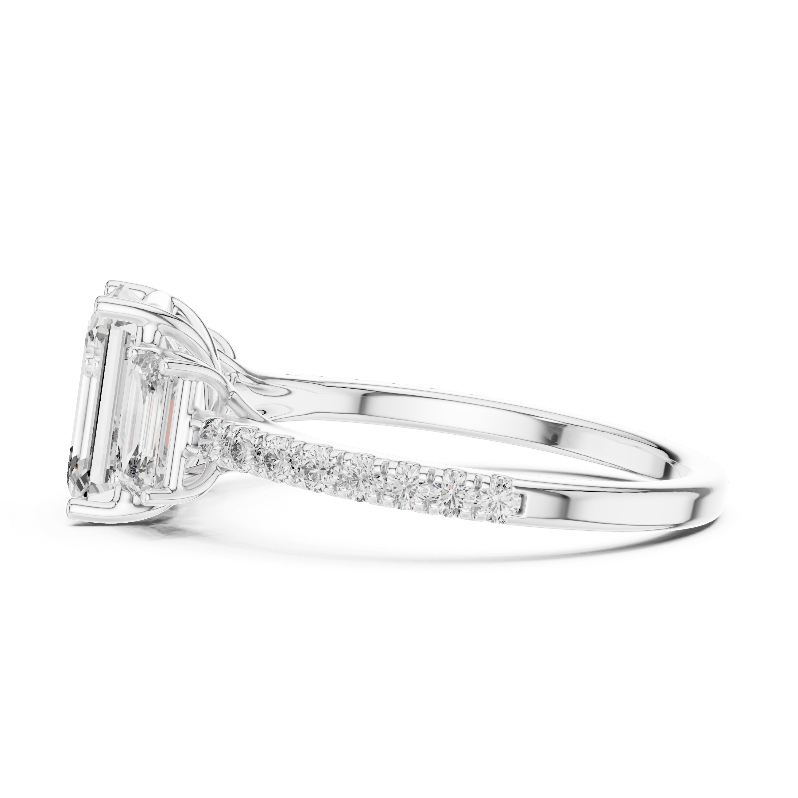Rose Gold Emerald Cut Diamond Engagement Ring.