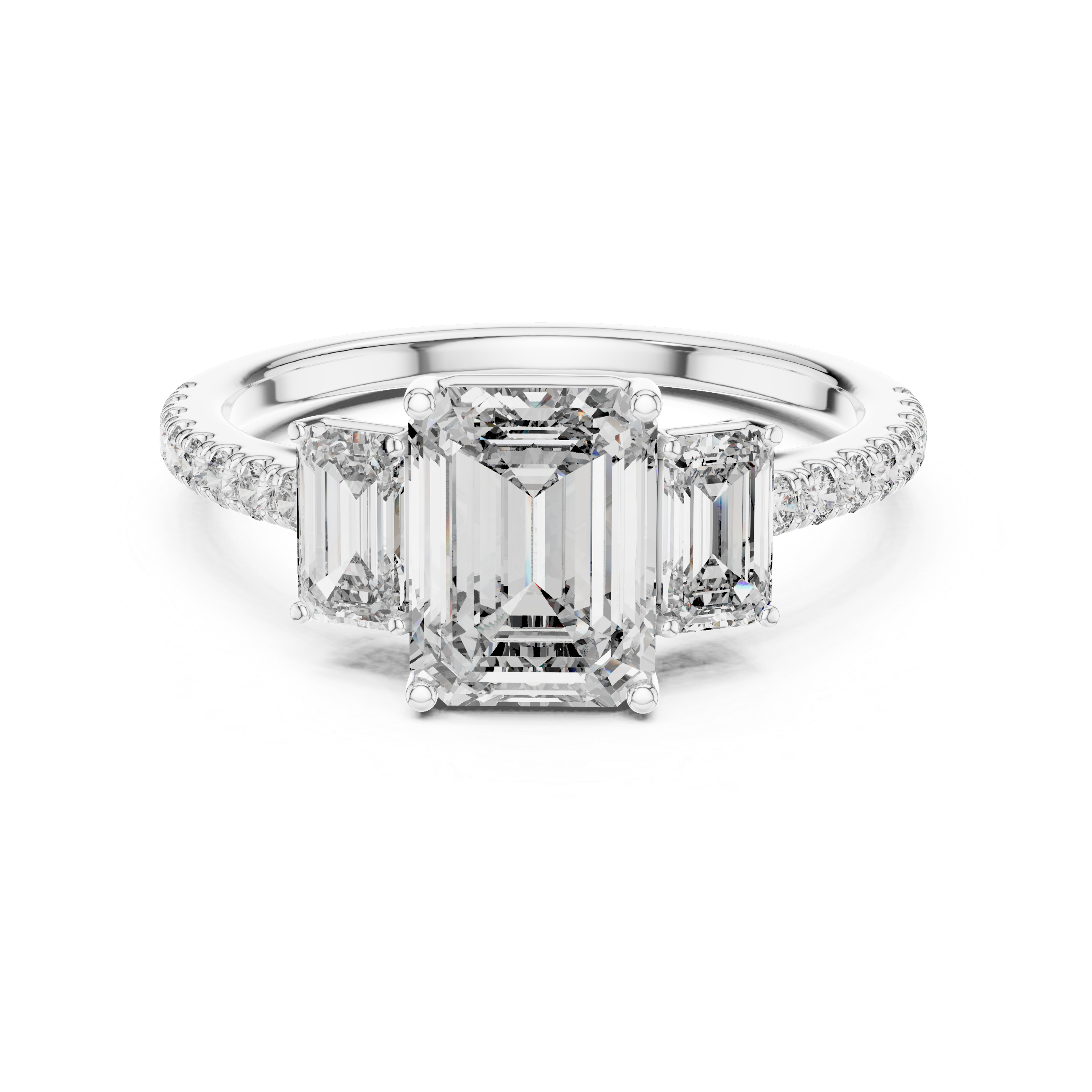 Rose Gold Emerald Cut Diamond Engagement Ring.