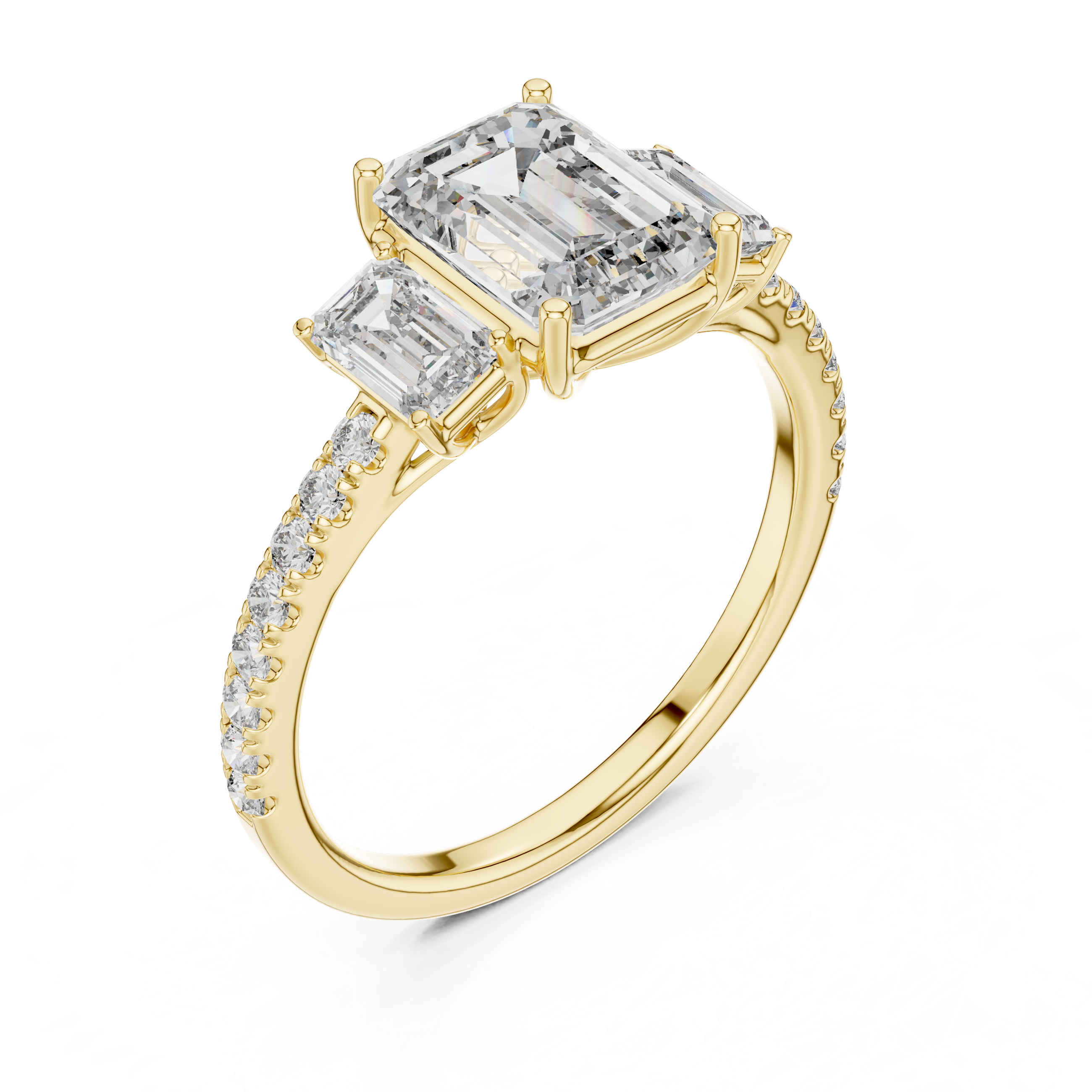 Rose Gold Emerald Cut Diamond Engagement Ring.