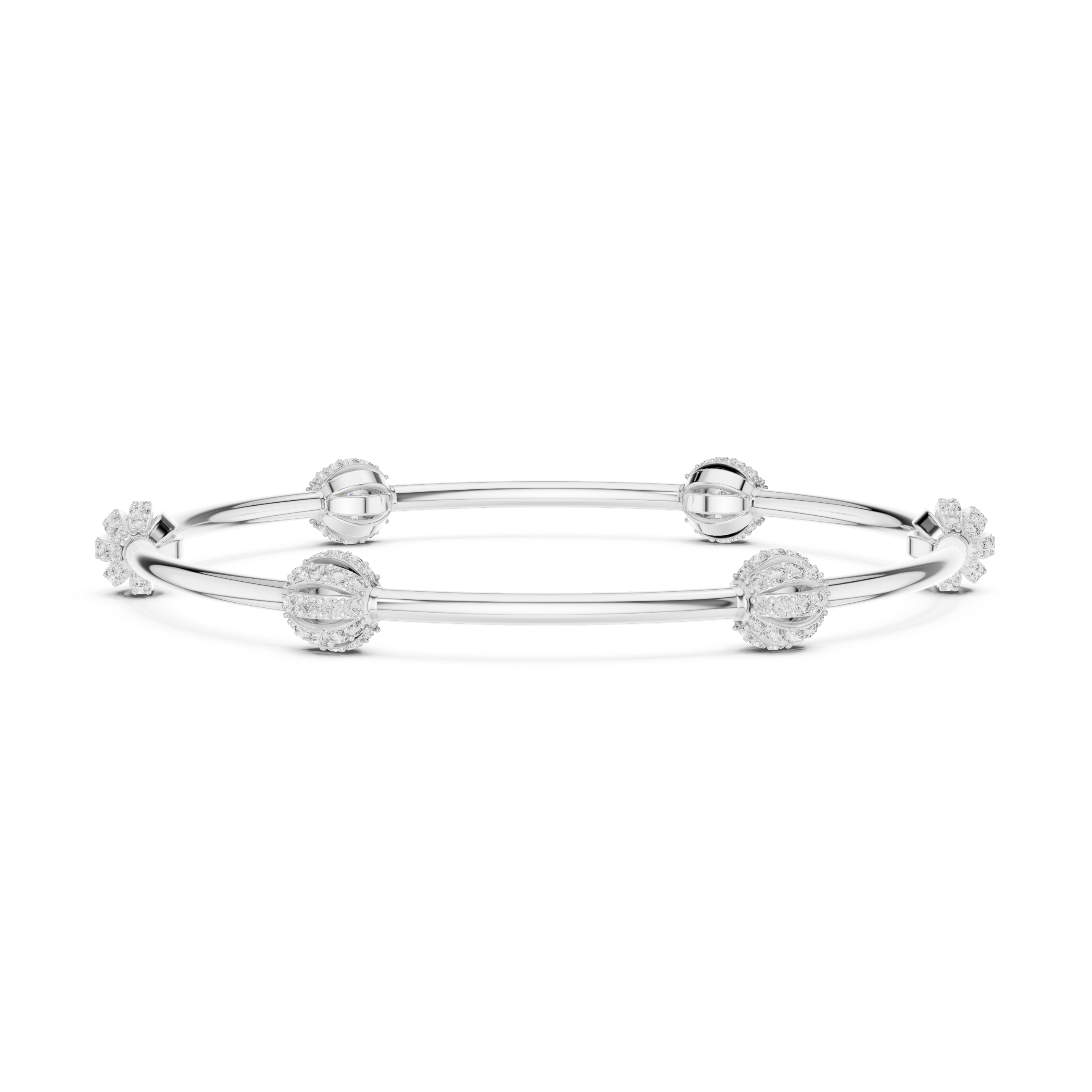 Minimalist Rose Gold Bangle with Sparkling Diamond Spheres