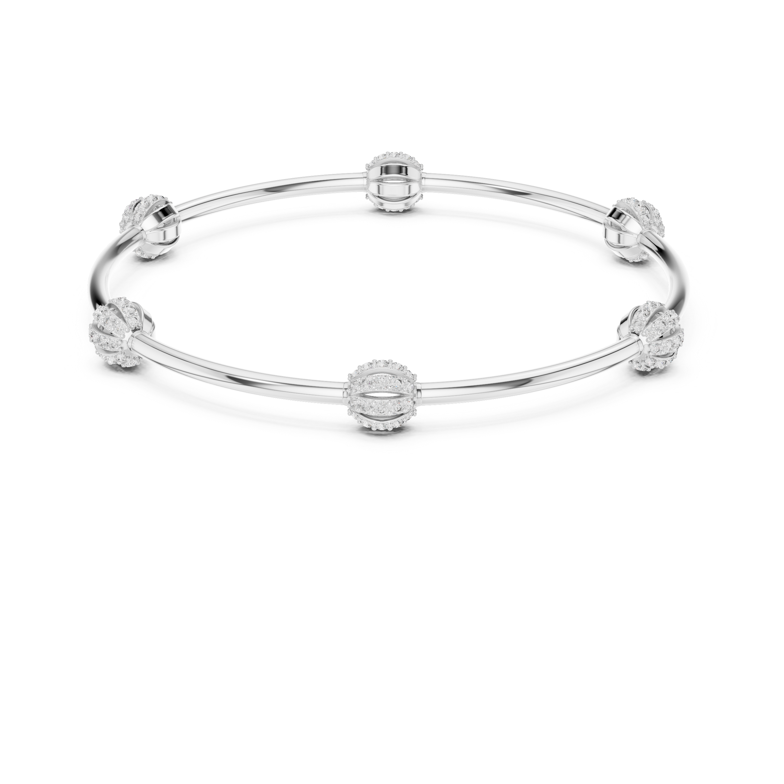 Minimalist Rose Gold Bangle with Sparkling Diamond Spheres