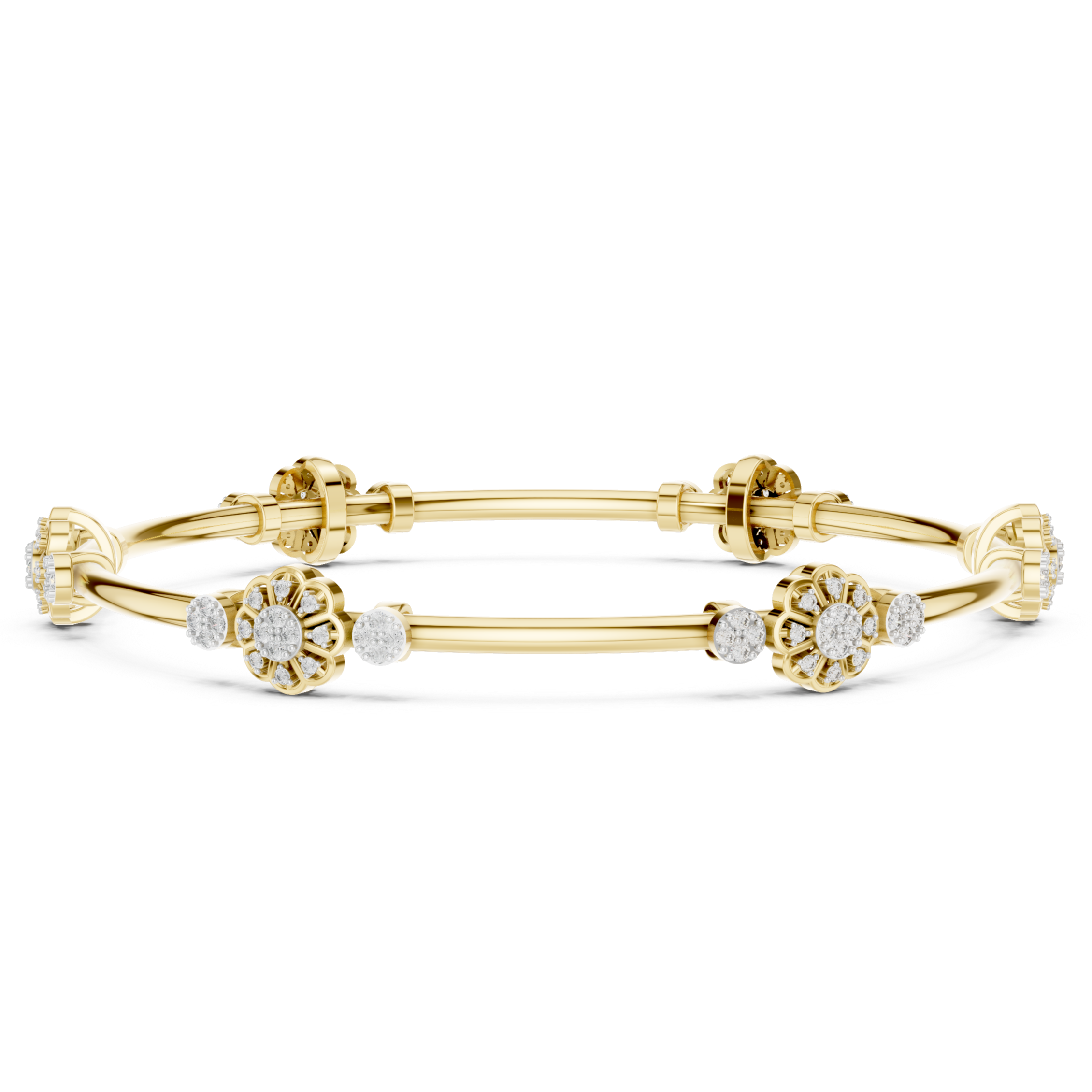 "Graceful Bracelet with Sparkling Diamond Blossoms