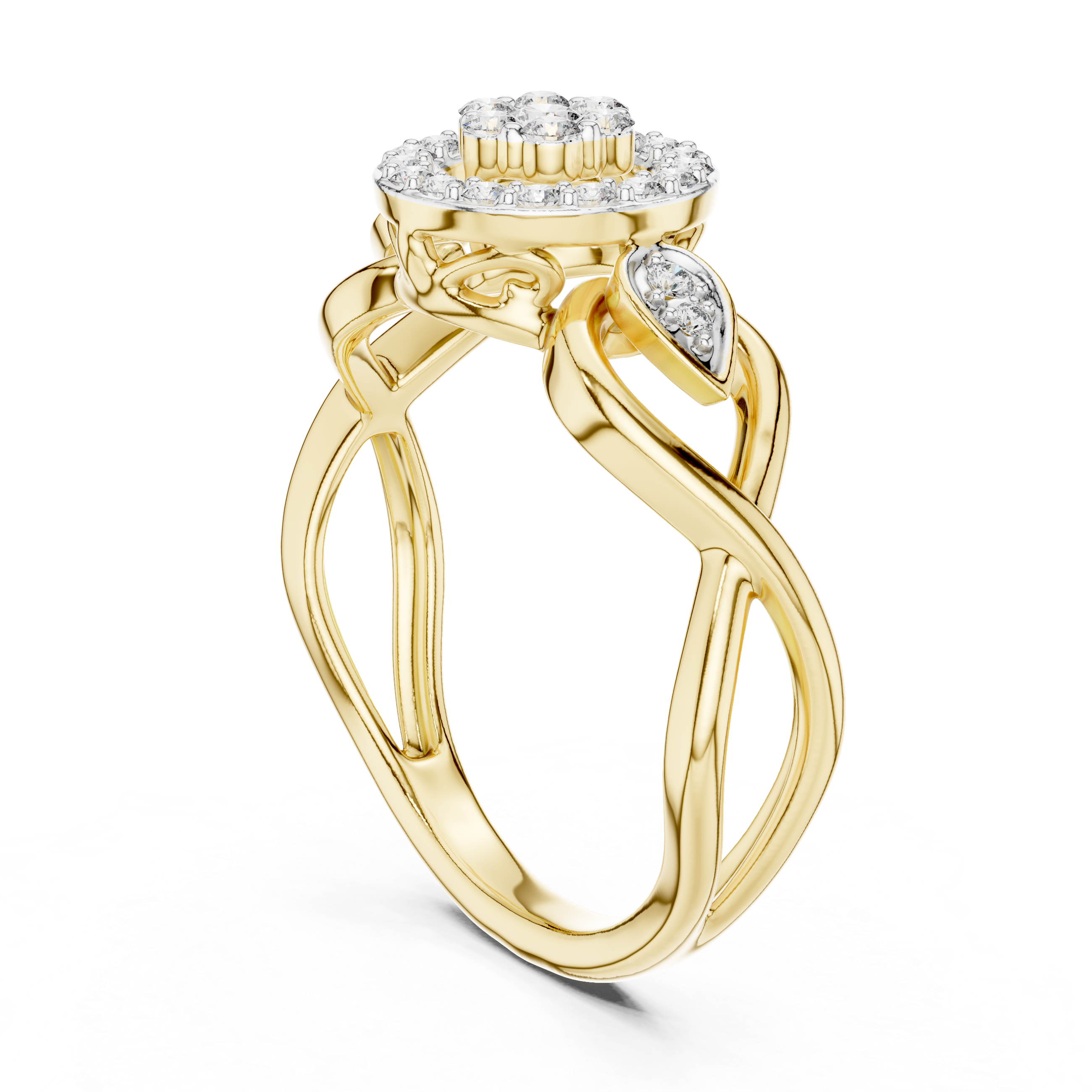 Nature-Inspired Diamond Cluster Ring