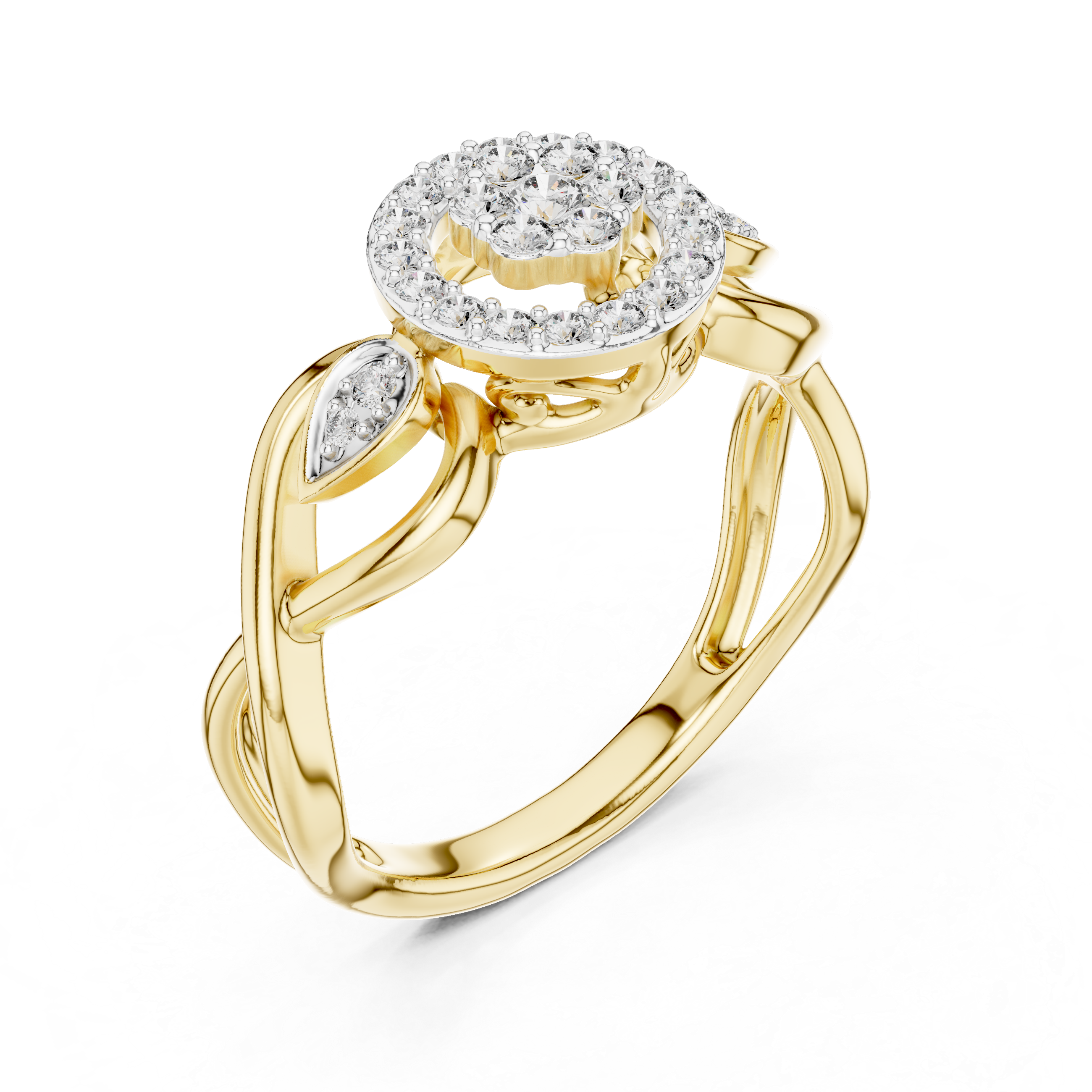 Nature-Inspired Diamond Cluster Ring