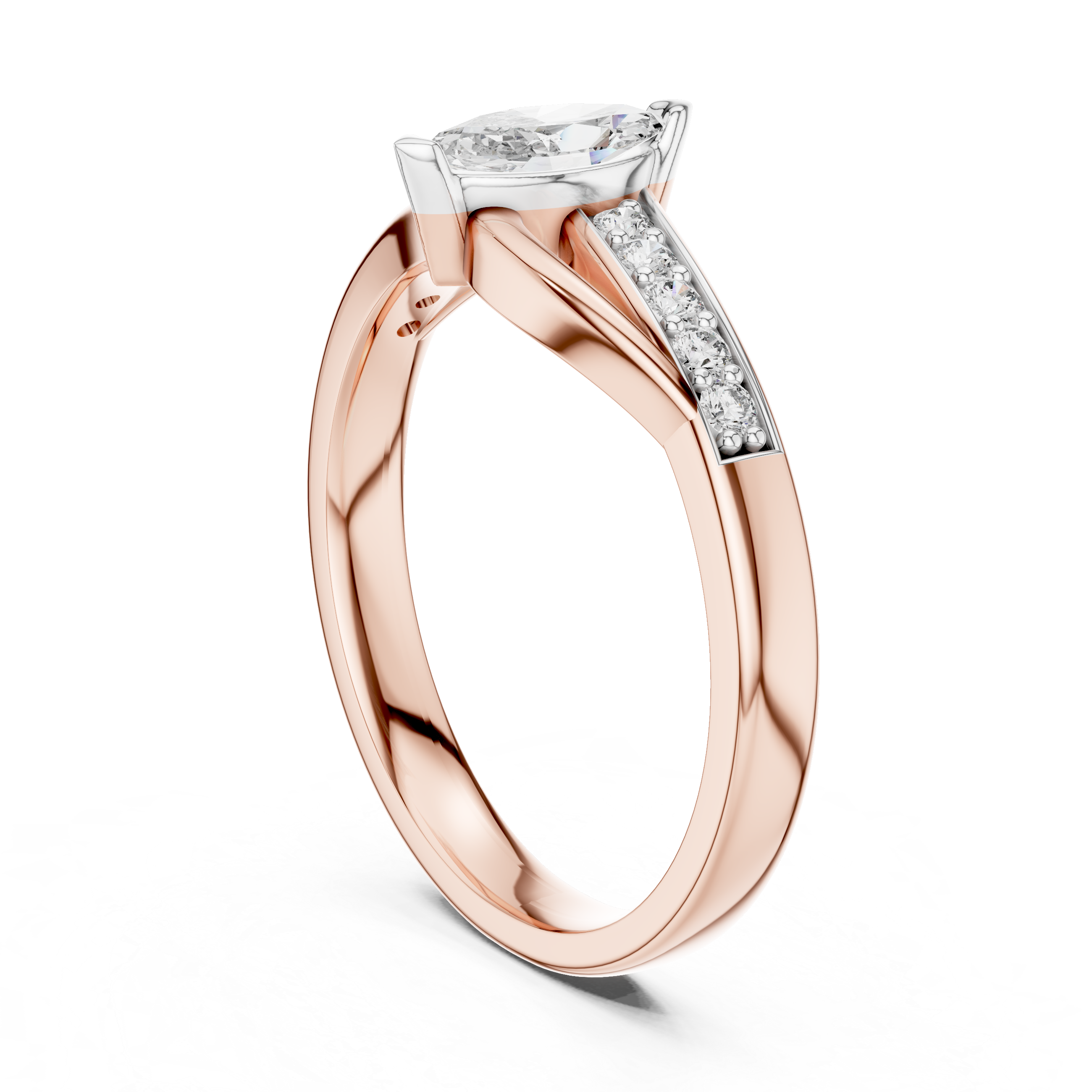 Solitaire Ring with Side Diamond Accents