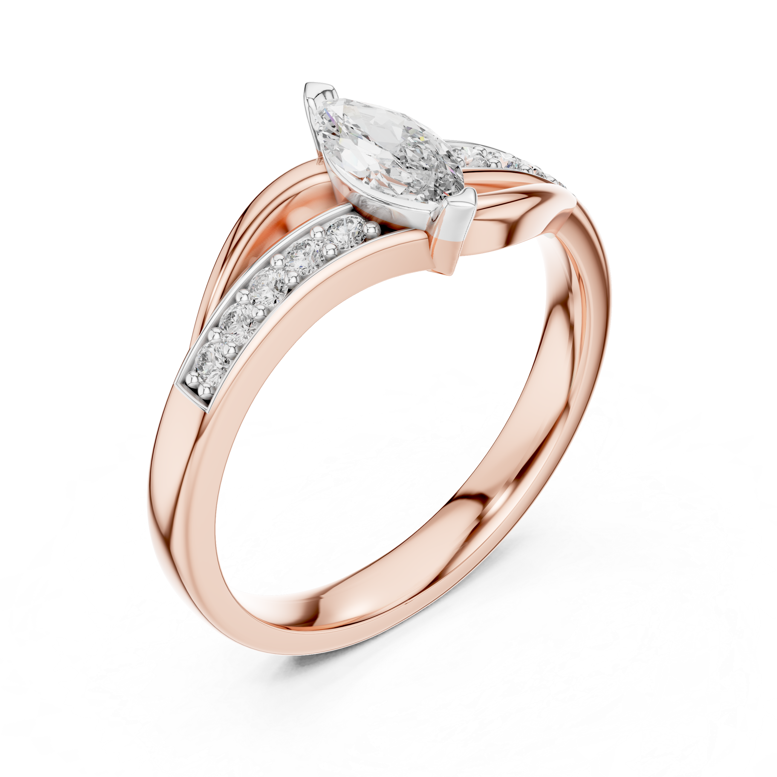Solitaire Ring with Side Diamond Accents