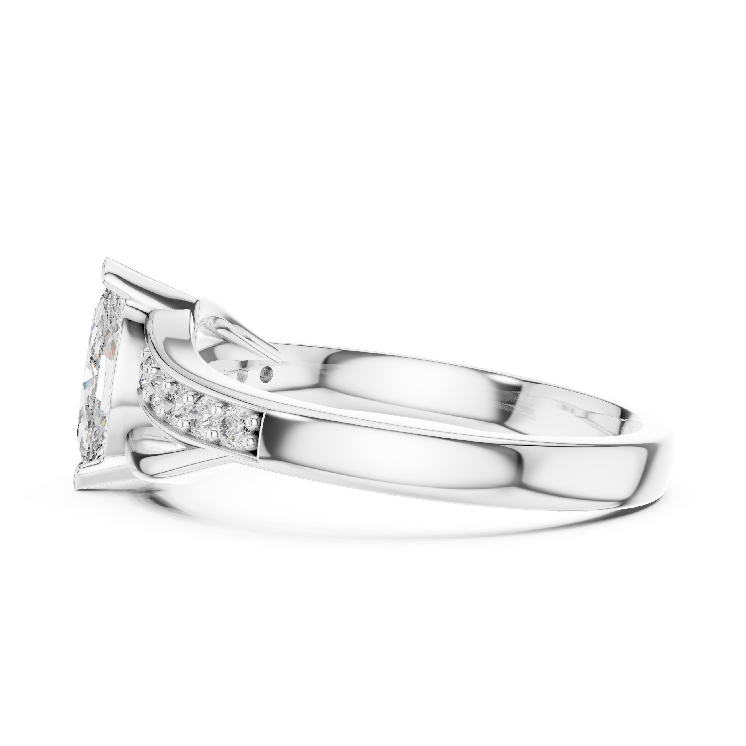 Solitaire Ring with Side Diamond Accents