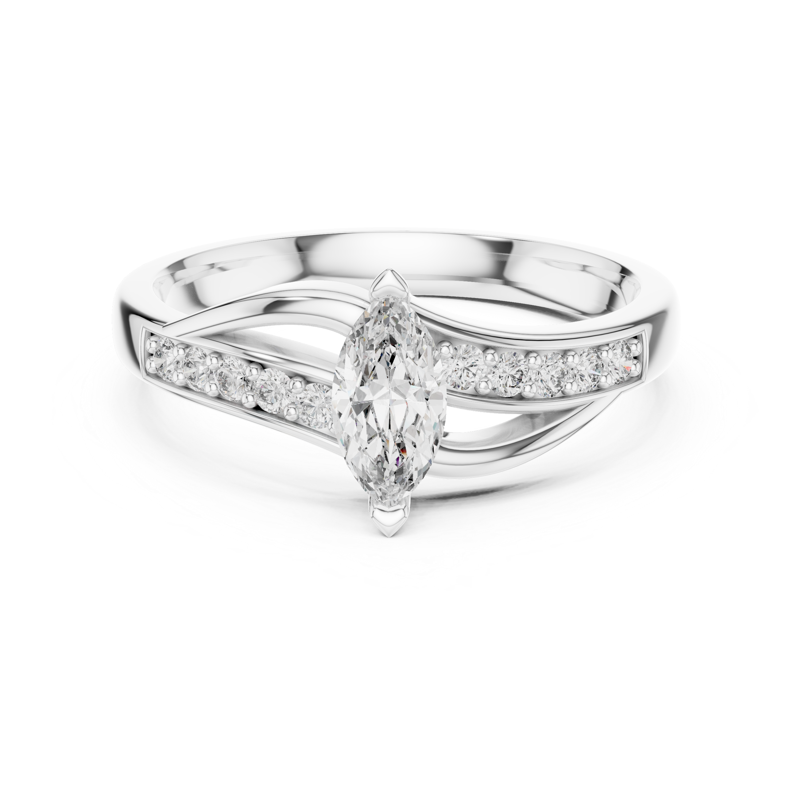 Solitaire Ring with Side Diamond Accents