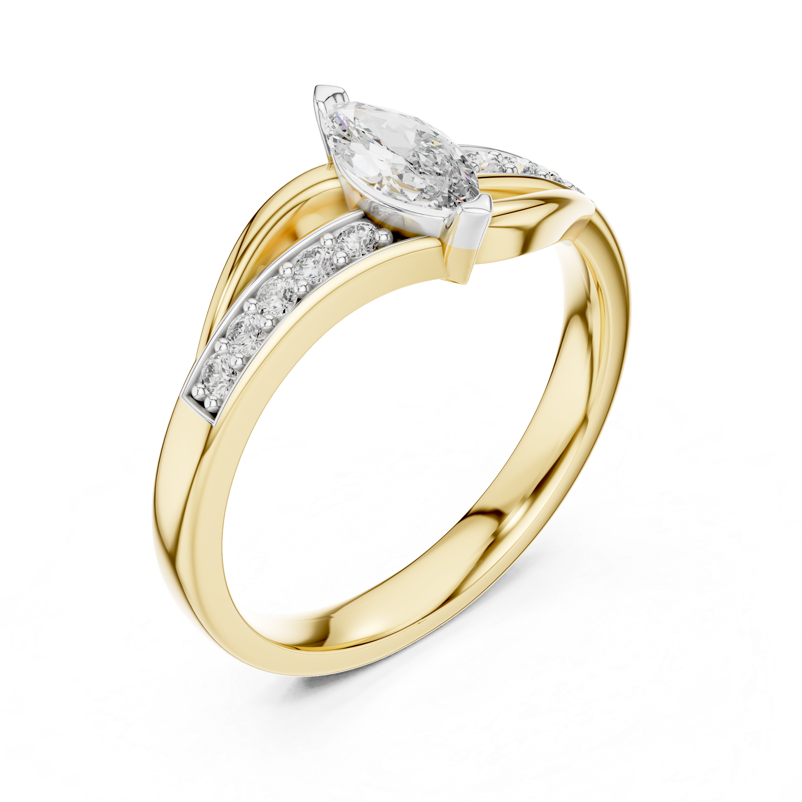 Solitaire Ring with Side Diamond Accents