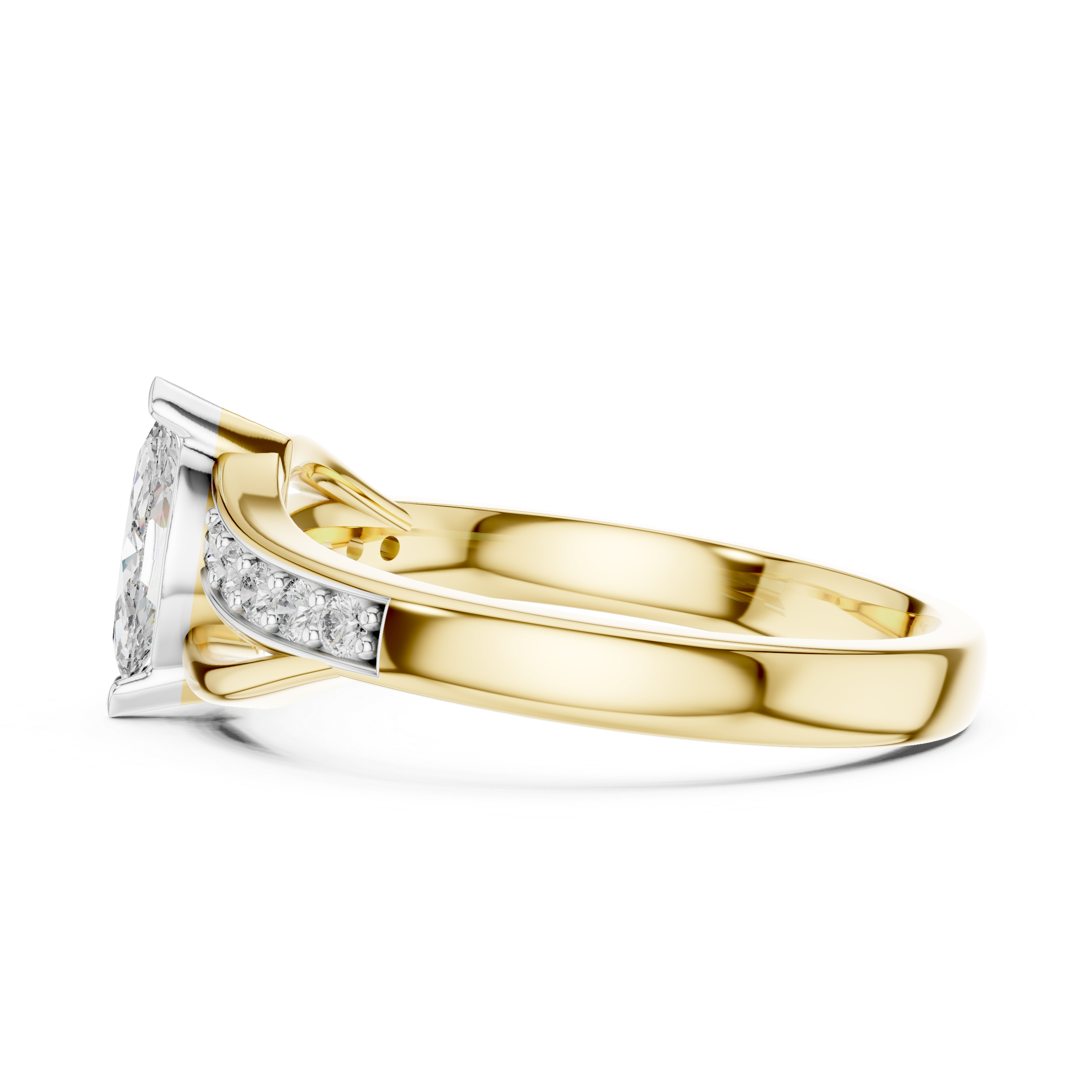 Solitaire Ring with Side Diamond Accents