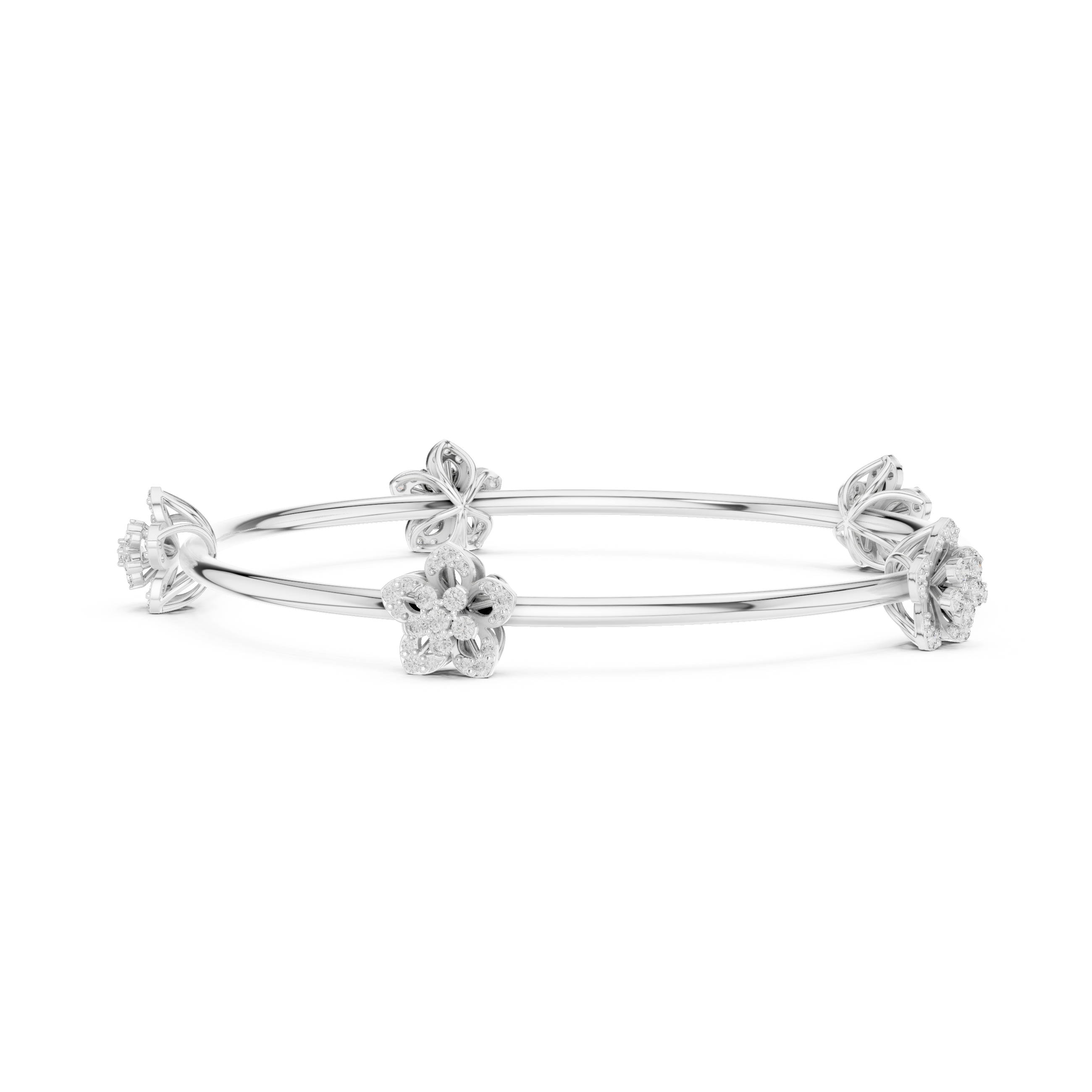 Floral Diamond Cluster Bangle