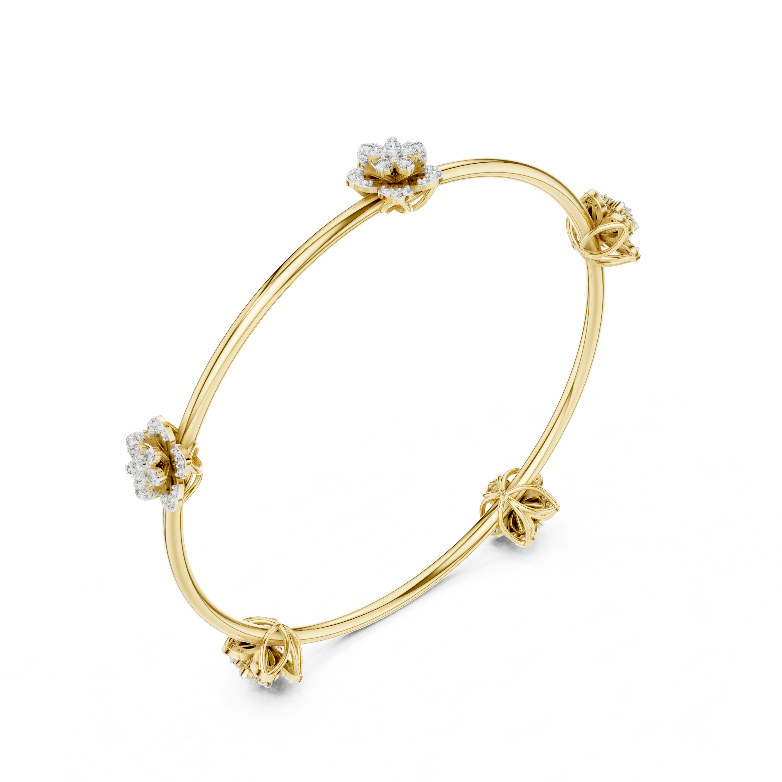 Floral Diamond Cluster Bangle
