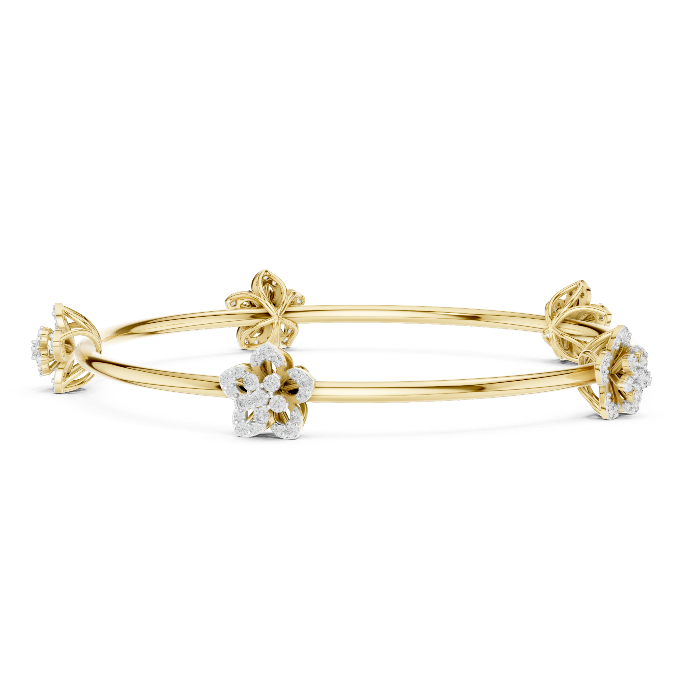 Floral Diamond Cluster Bangle