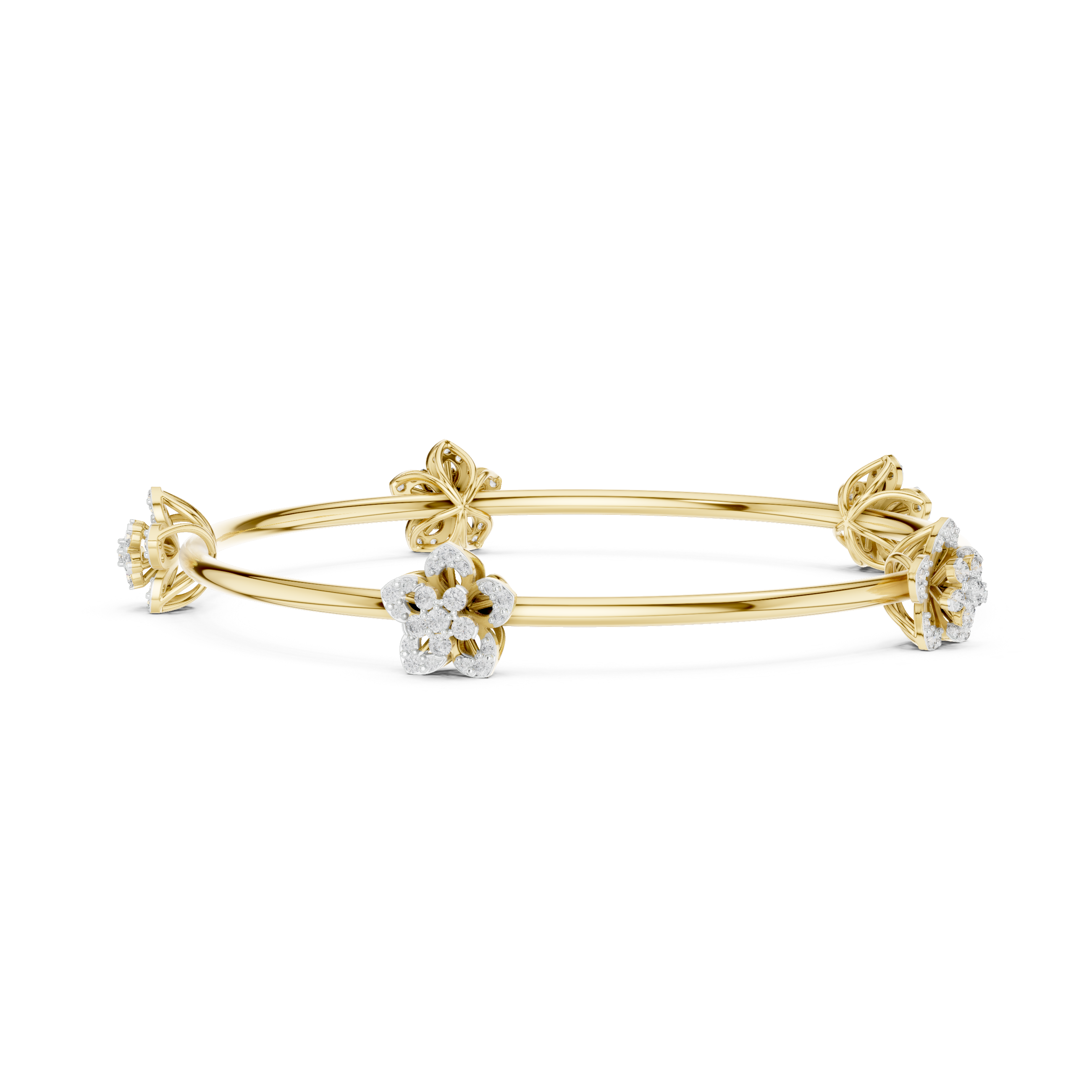 Floral Diamond Cluster Bangle
