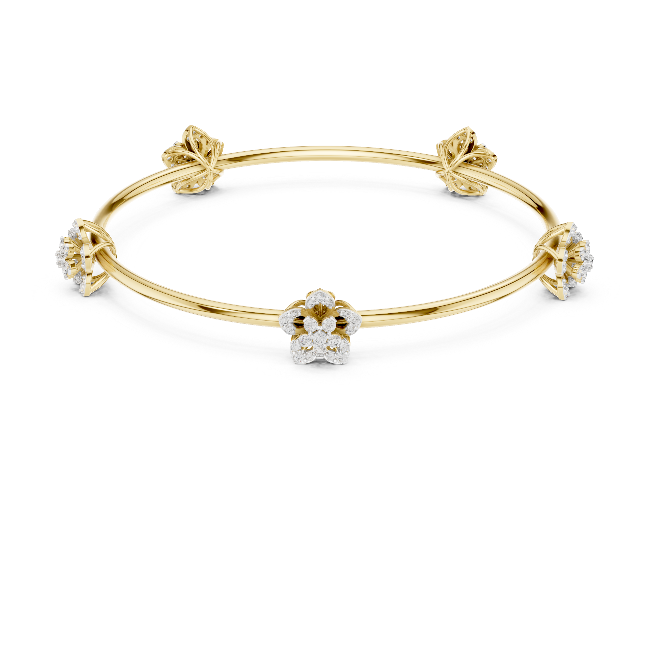 Floral Diamond Cluster Bangle