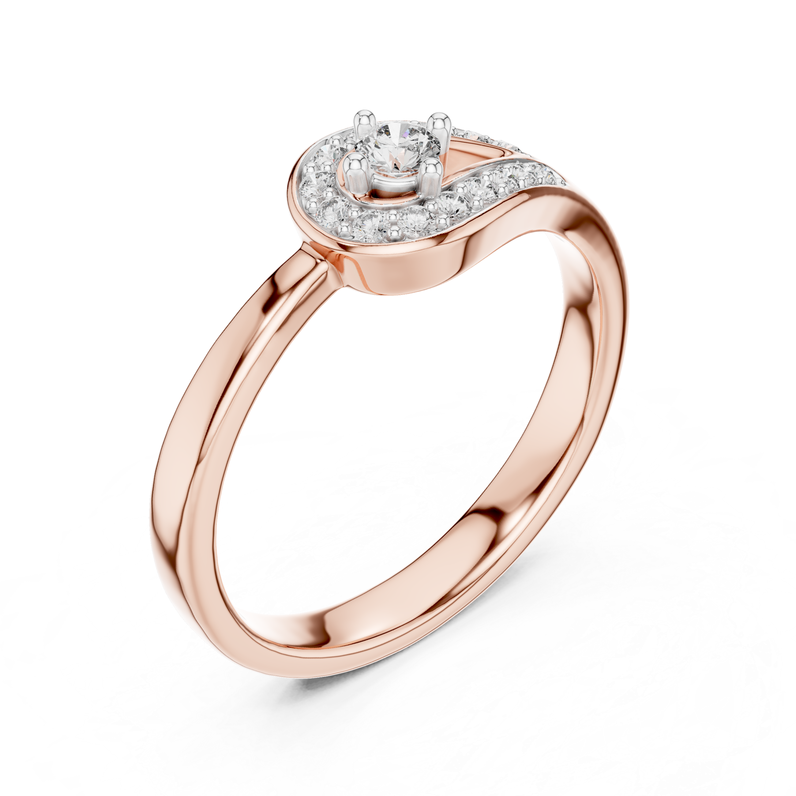 V-shaped Diamond Accent Engagement Ring