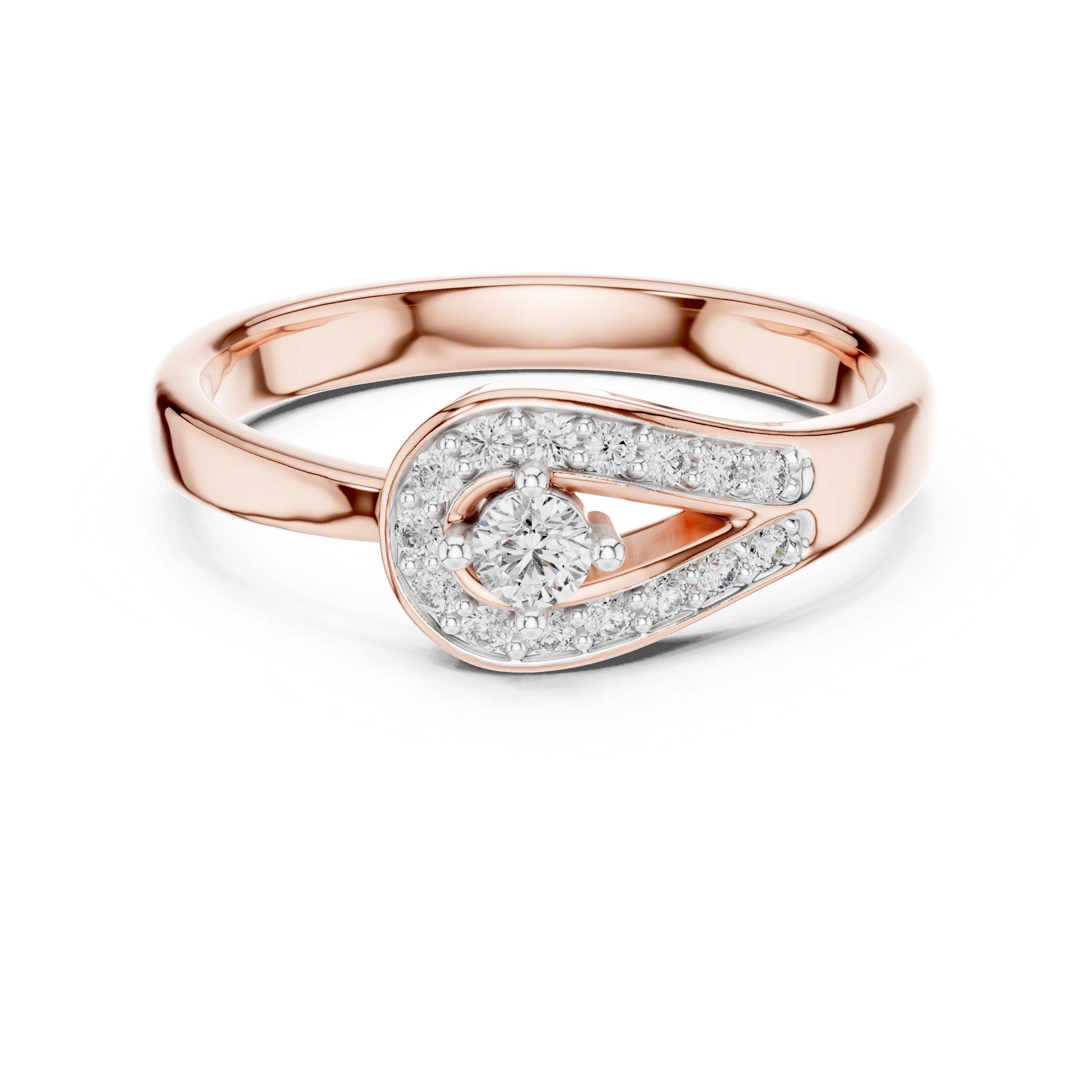 V-shaped Diamond Accent Engagement Ring