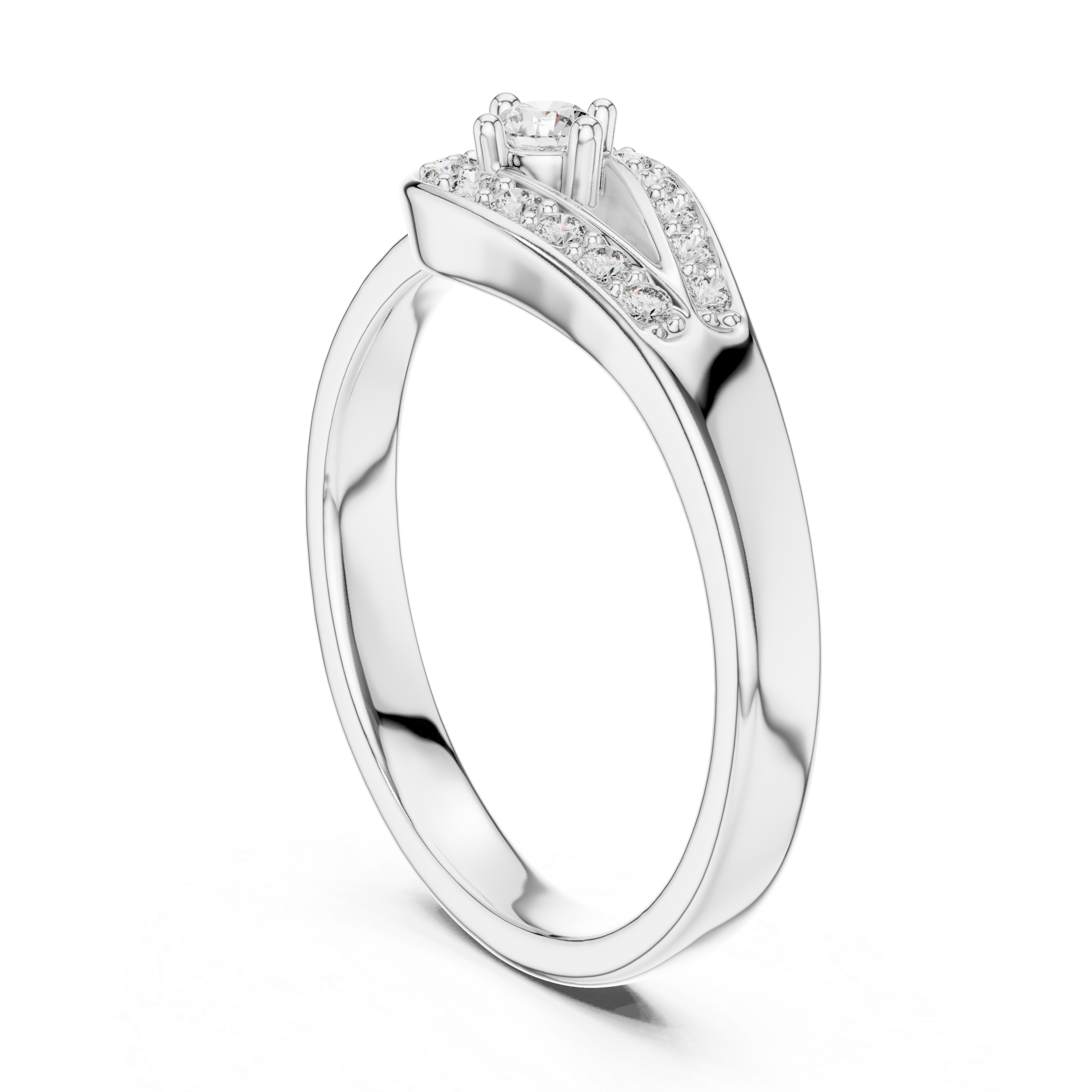 V-shaped Diamond Accent Engagement Ring