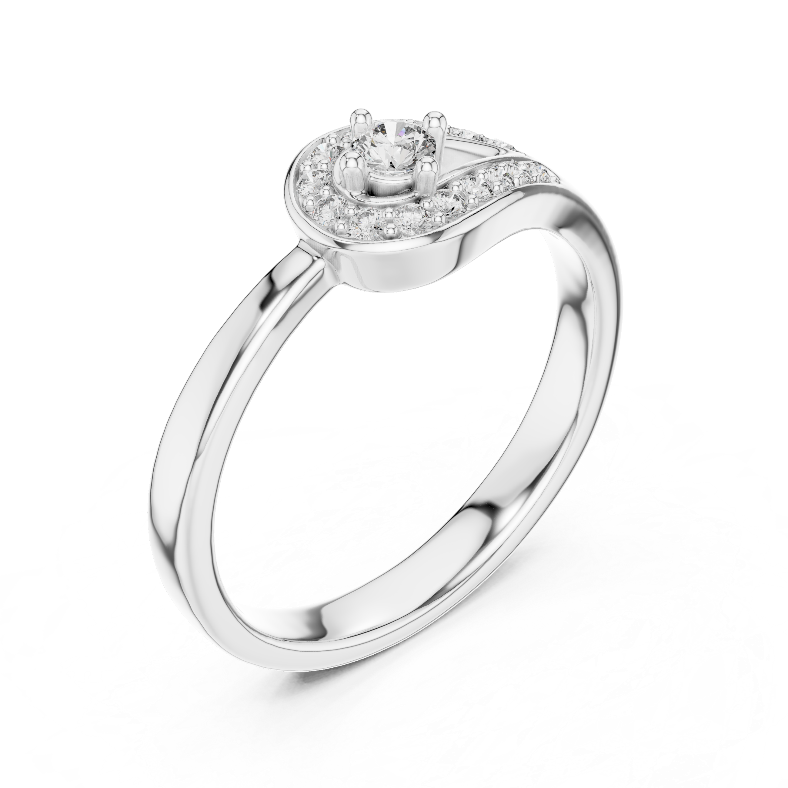 V-shaped Diamond Accent Engagement Ring