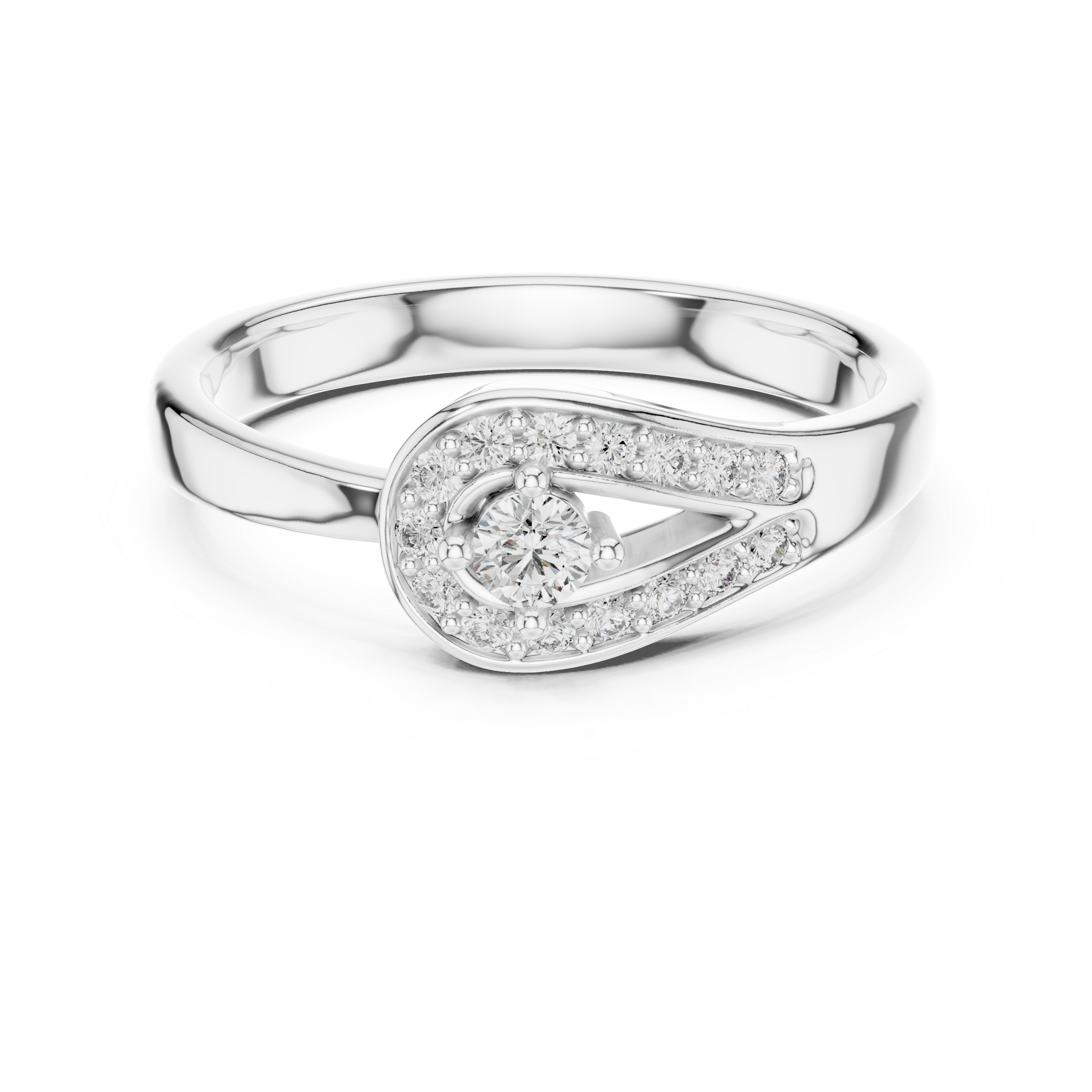 V-shaped Diamond Accent Engagement Ring