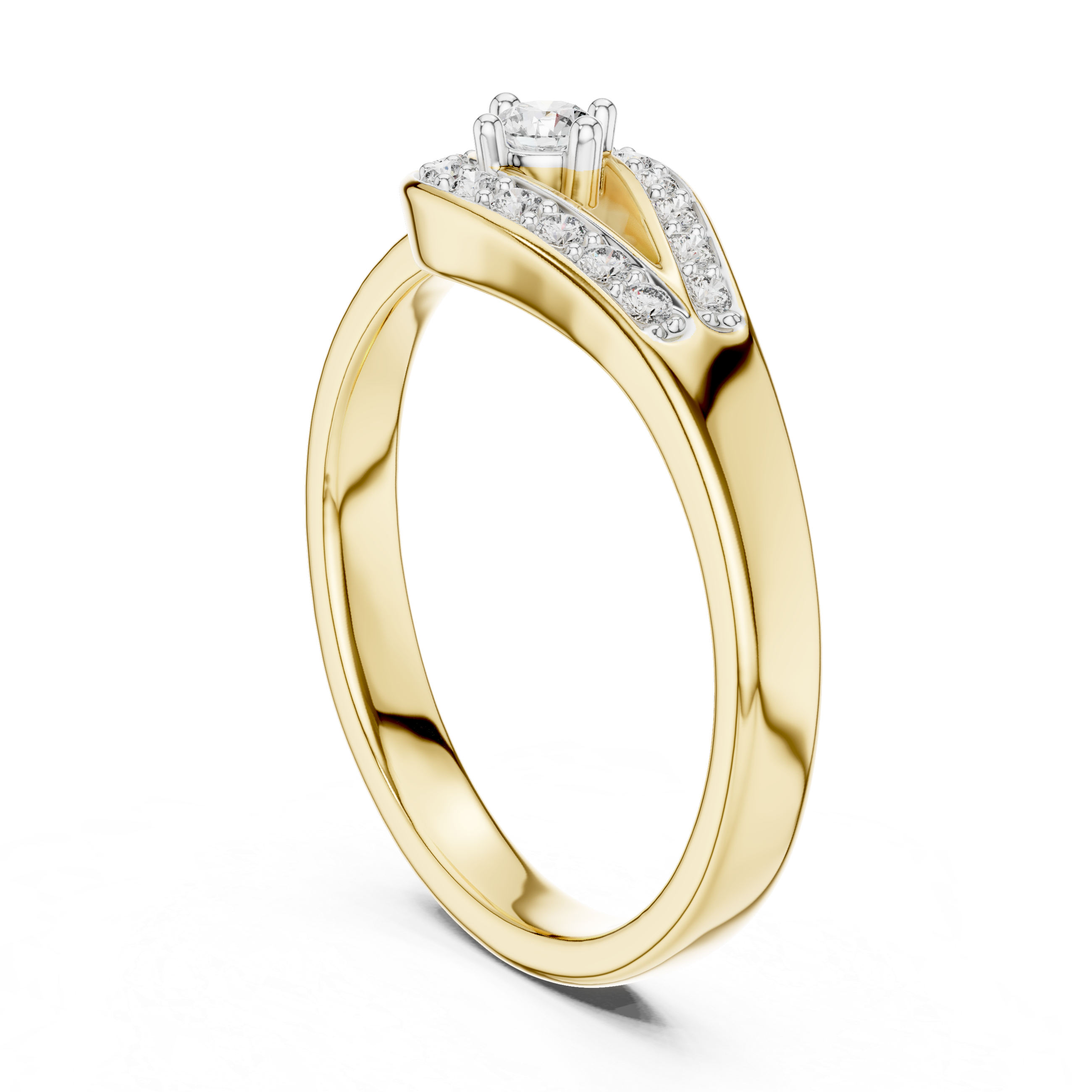 V-shaped Diamond Accent Engagement Ring