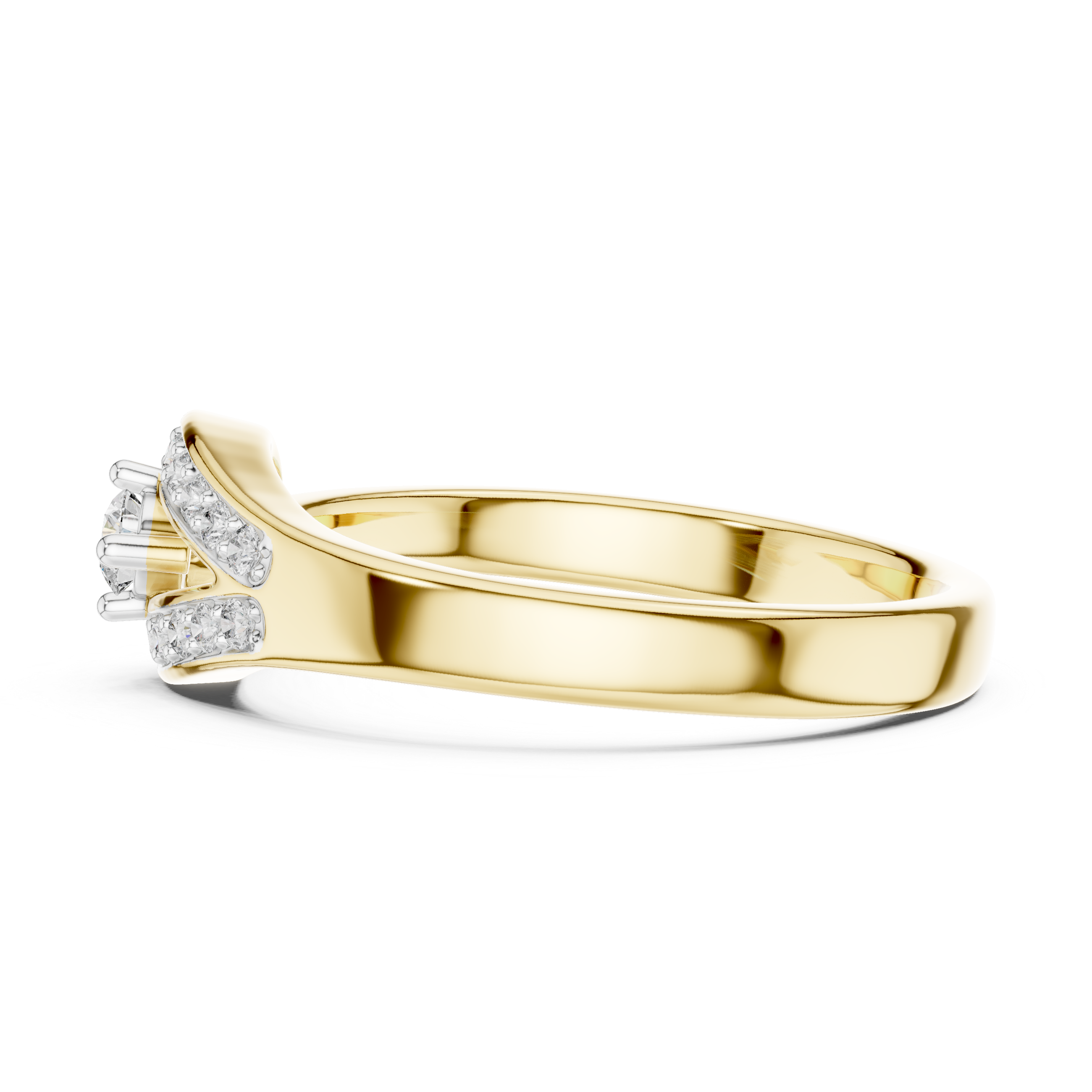 V-shaped Diamond Accent Engagement Ring